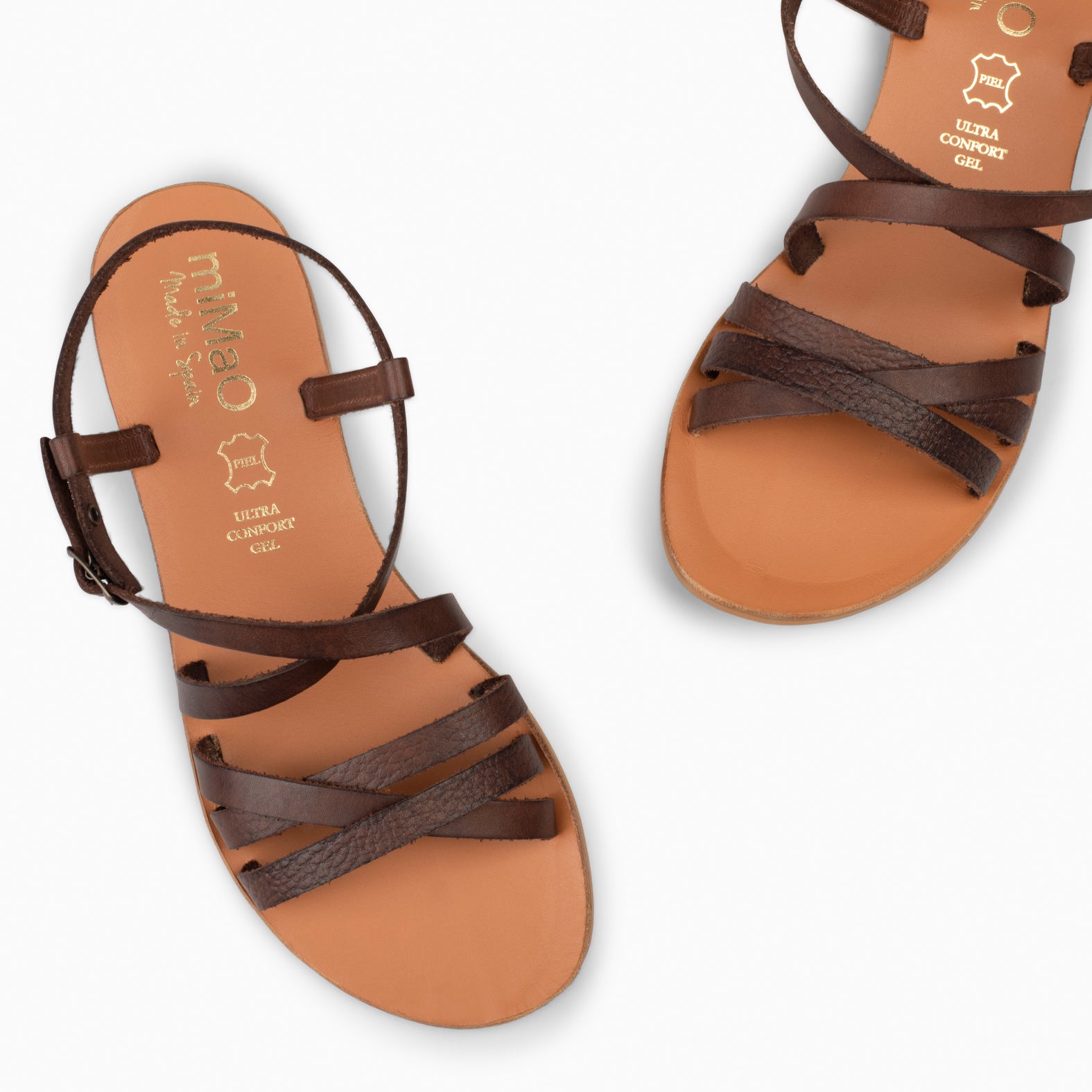 IXORA - Sandalias planas de mujer con hebilla MARRÓN