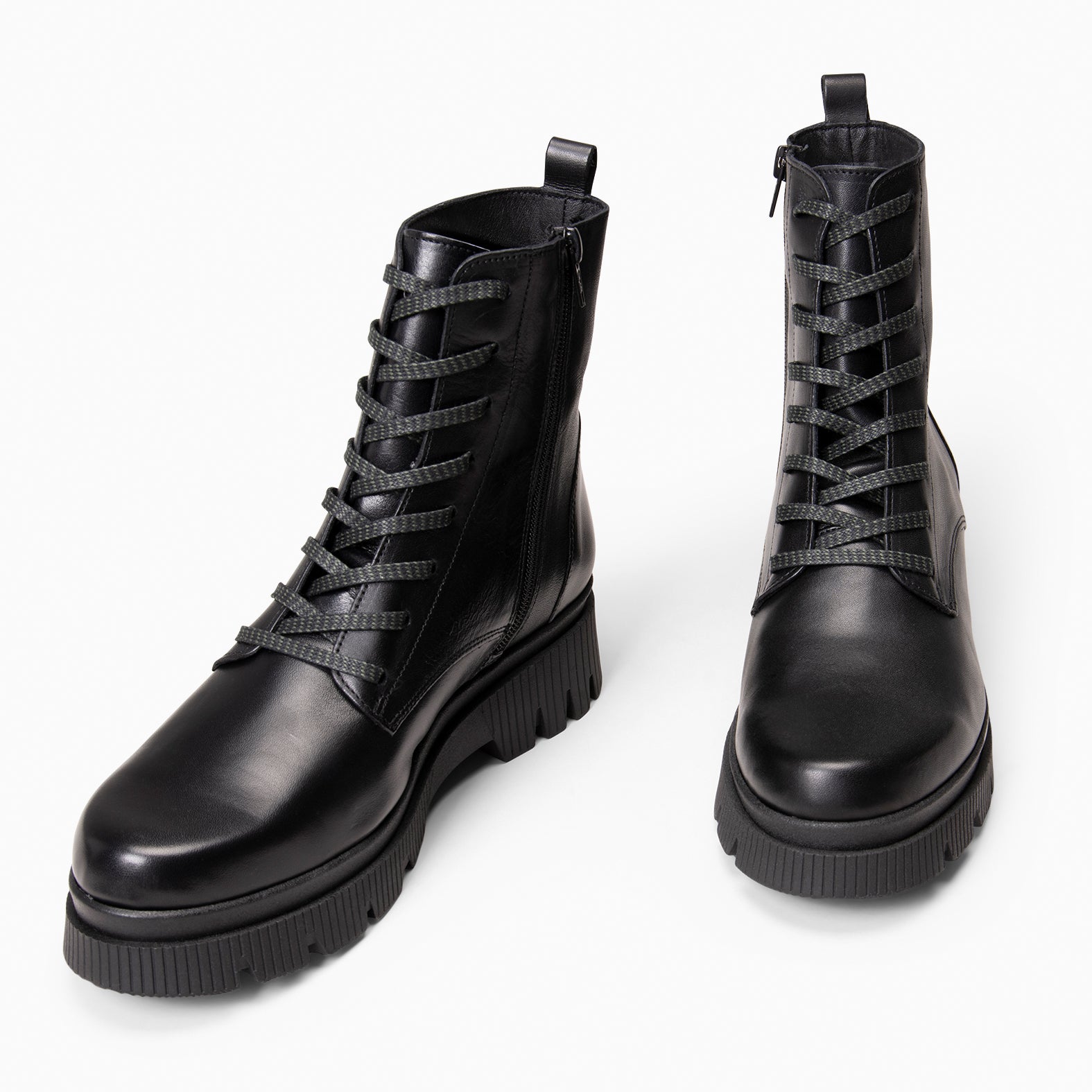 STONE - Botas militares em pele PRETO