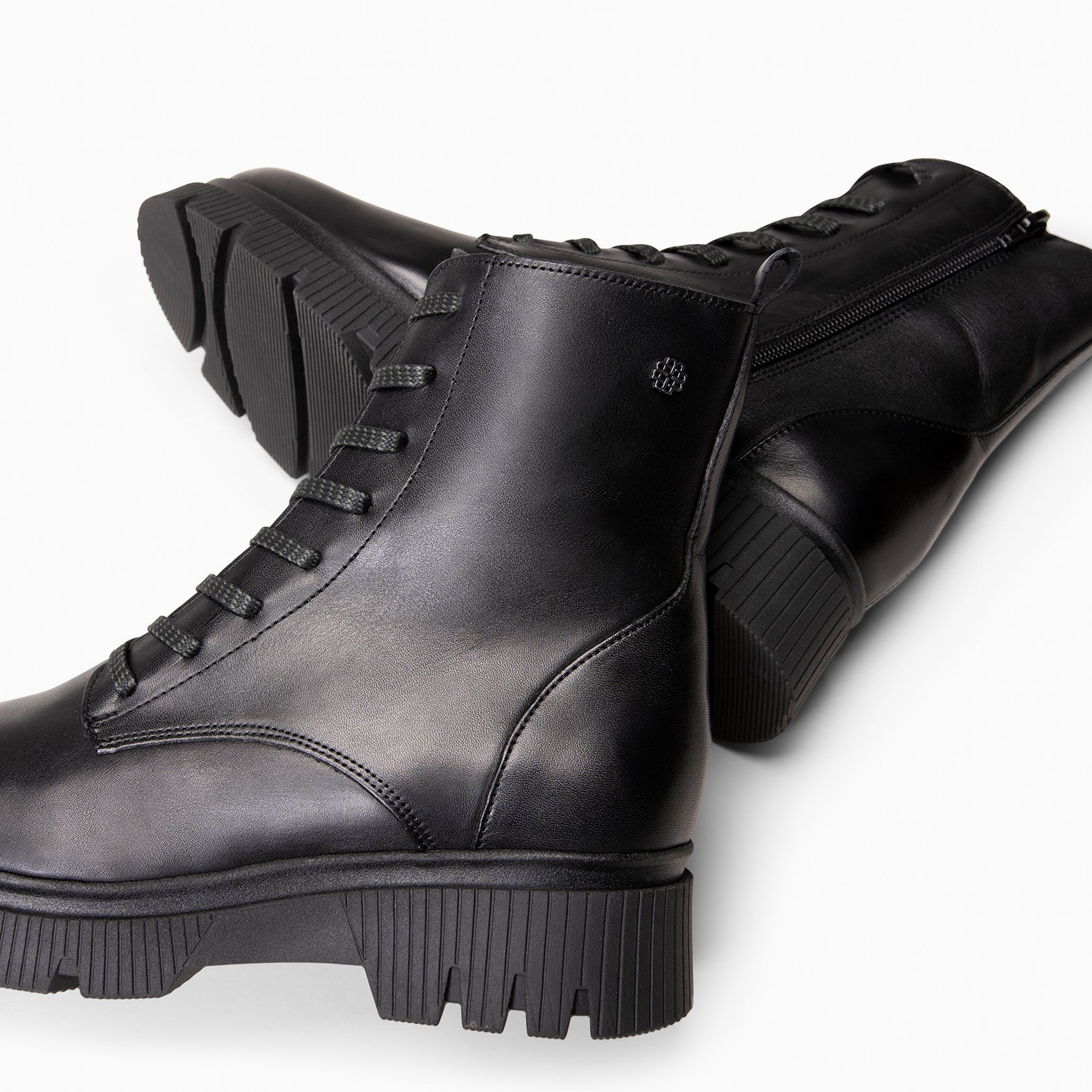 STONE - Botas militares em pele PRETO