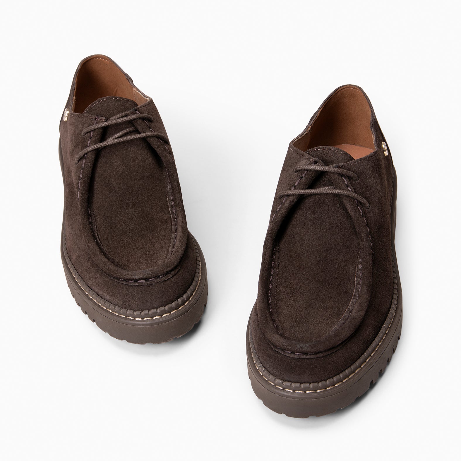 YALE – Mocasin con suela track con cordones MARRON