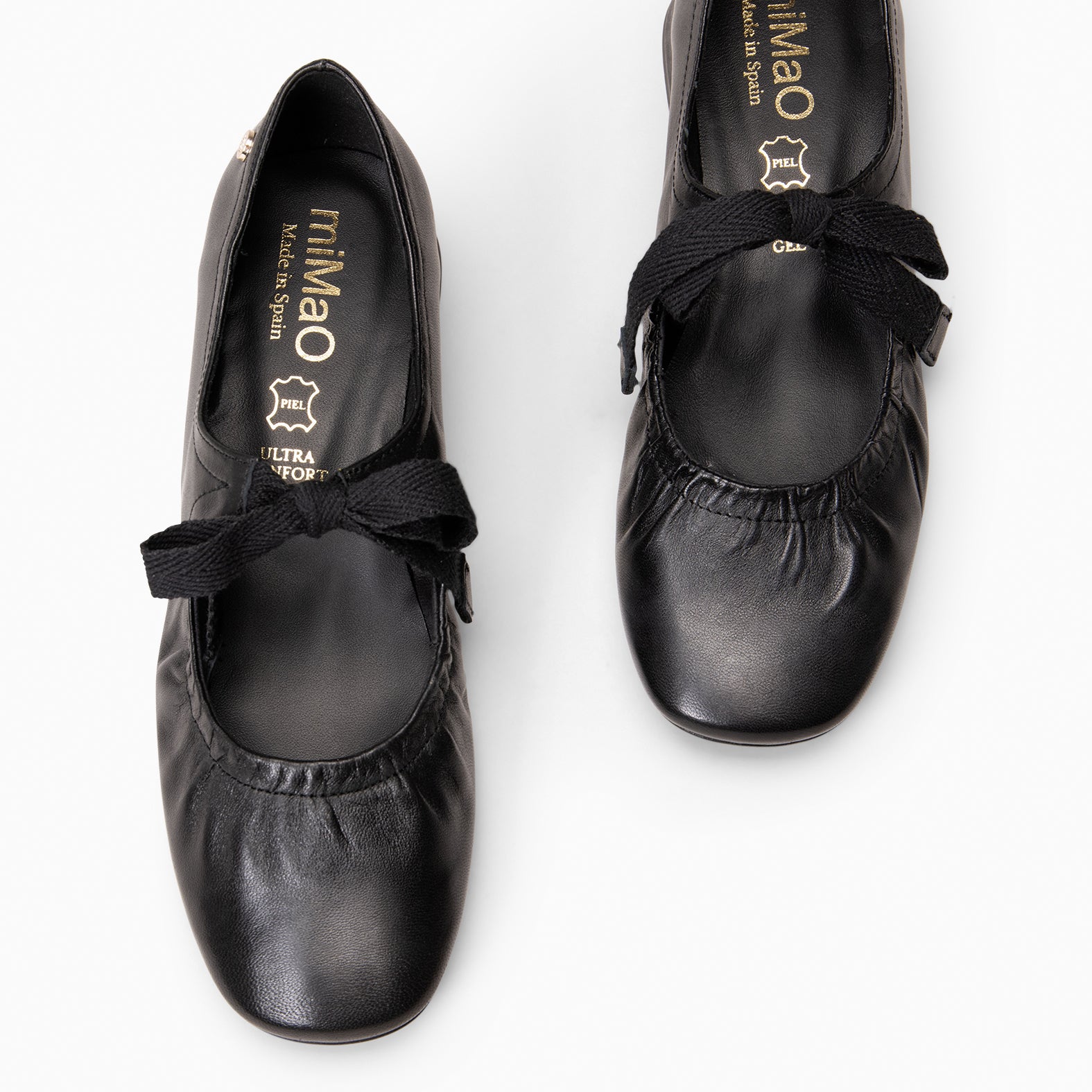 CORA - Mary Jane à petit talon et laçage en cuir NEGRO