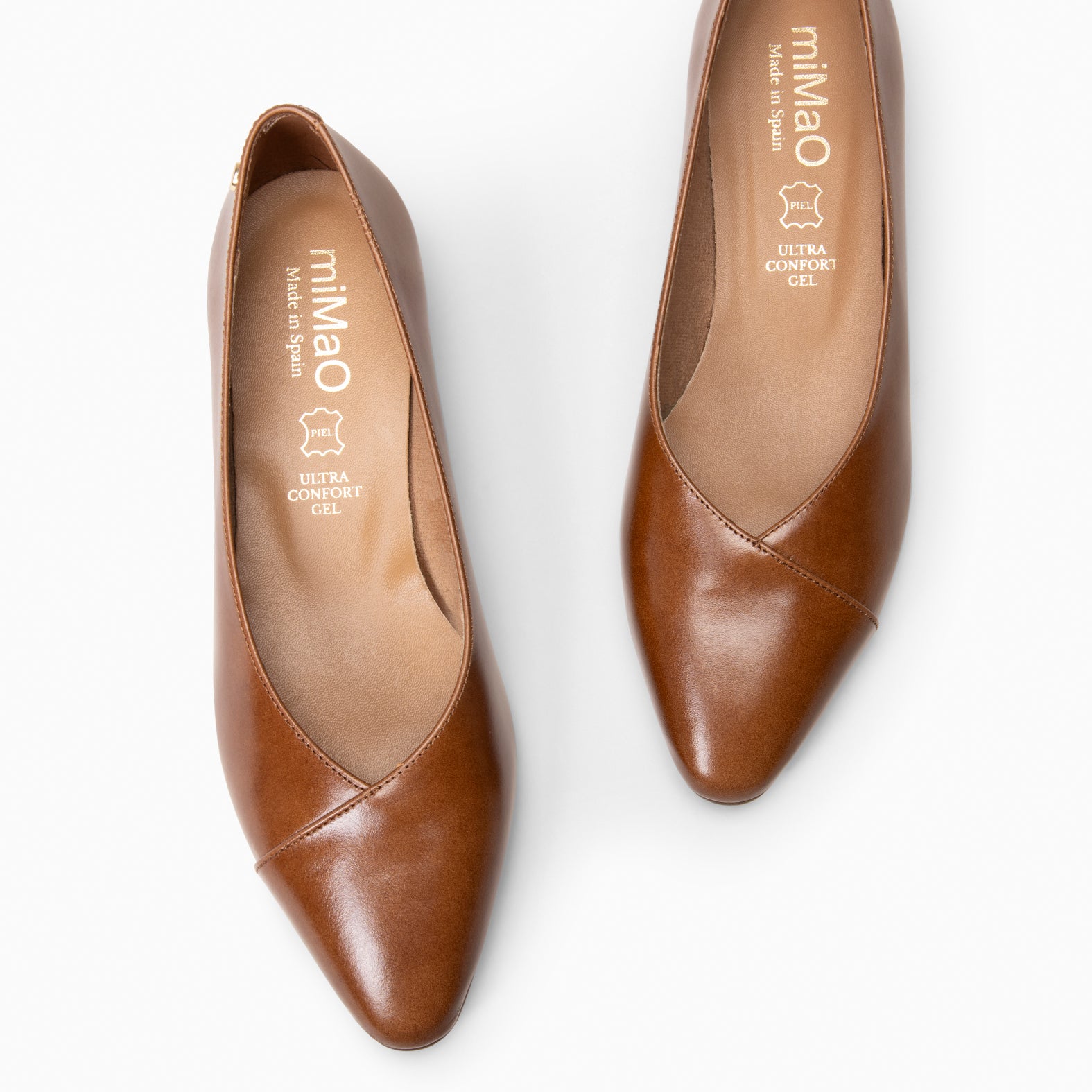 MARIE - Chaussures plates à bout pointu en cuir CAMEL