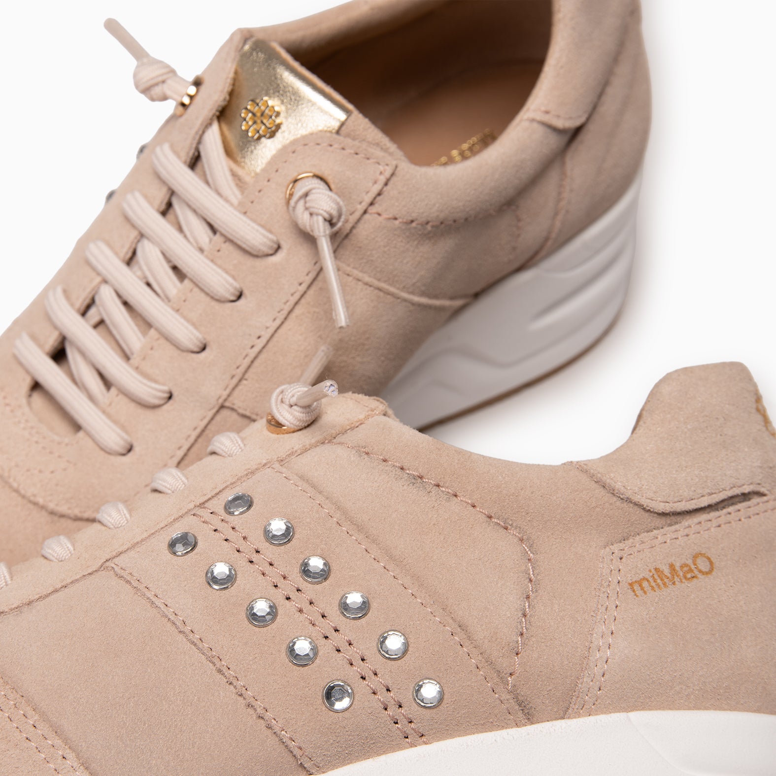 METZ - LIGHT PINK Suede wedge sneakers