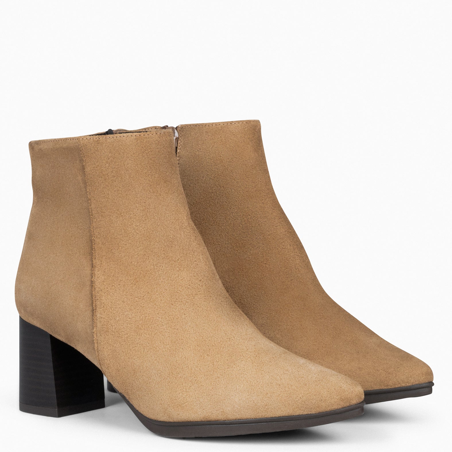 CITY - Botines de tacón ancho y punta fina TIERRA de serraje