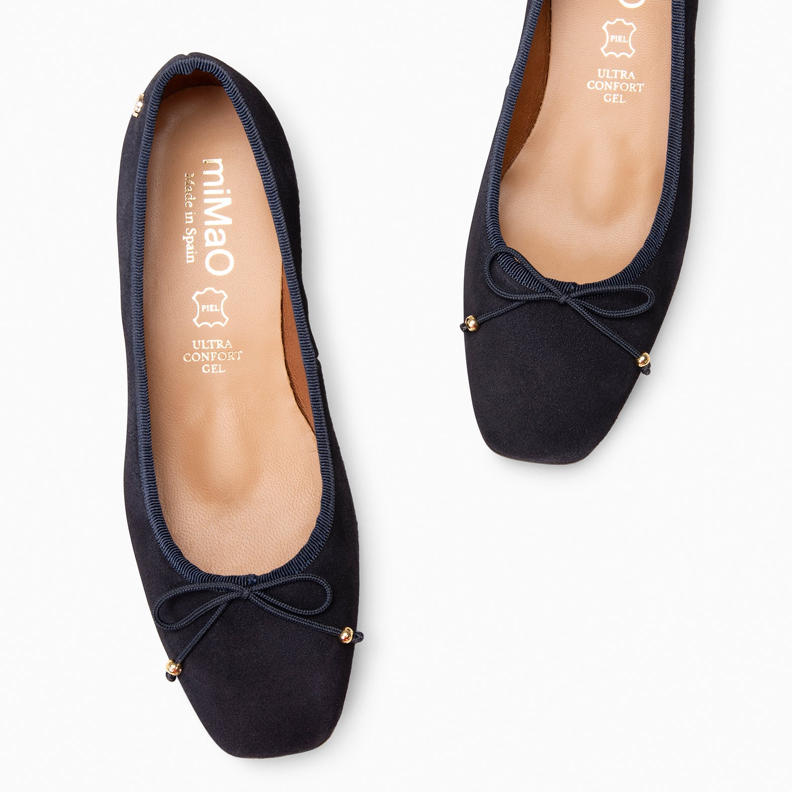 NINA – NAVY Ballerina low heel in suede leather