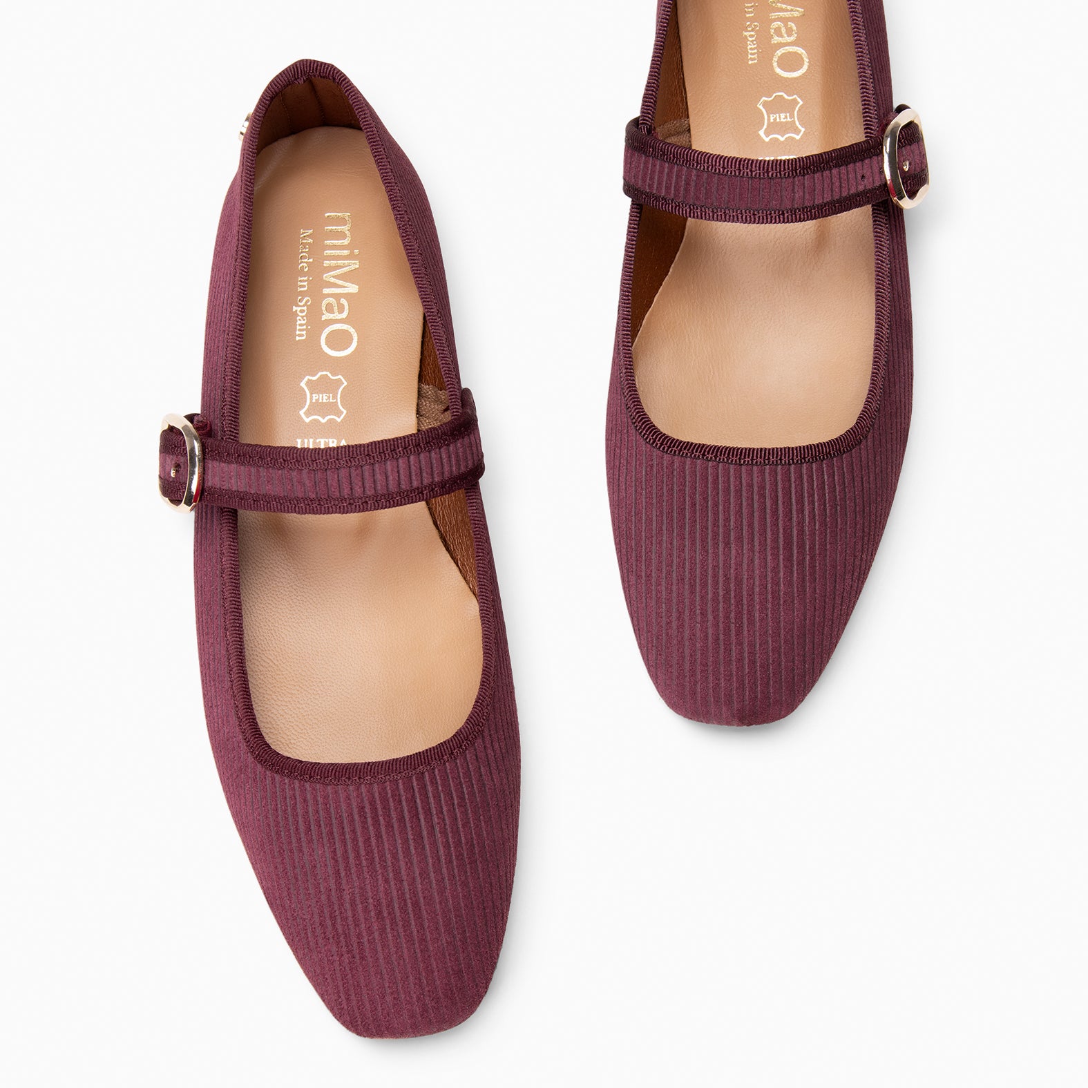 LARA - Merceditas con tira de serraje efecto pana BURDEOS