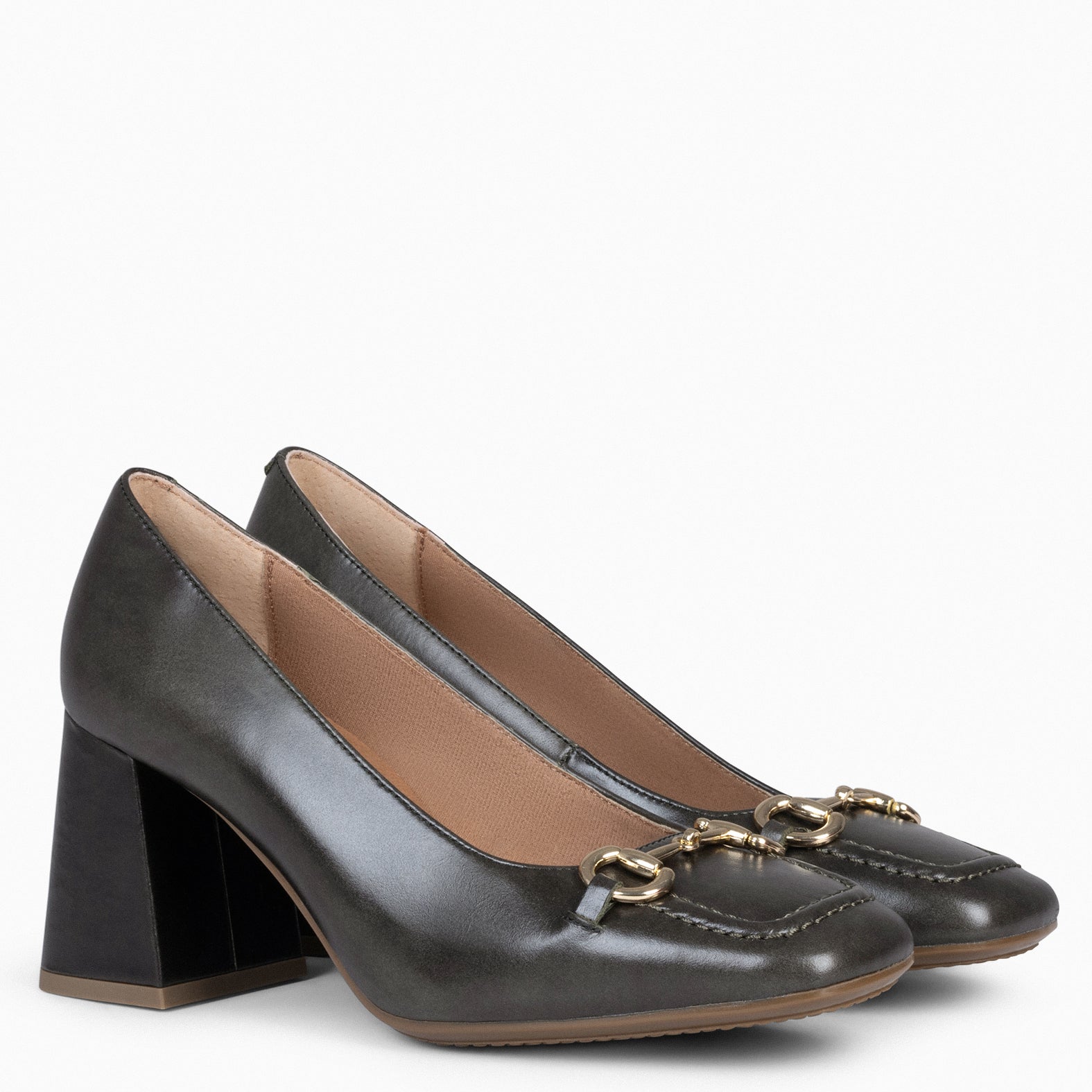 MIA – DARK GREEN Block heeled shoes