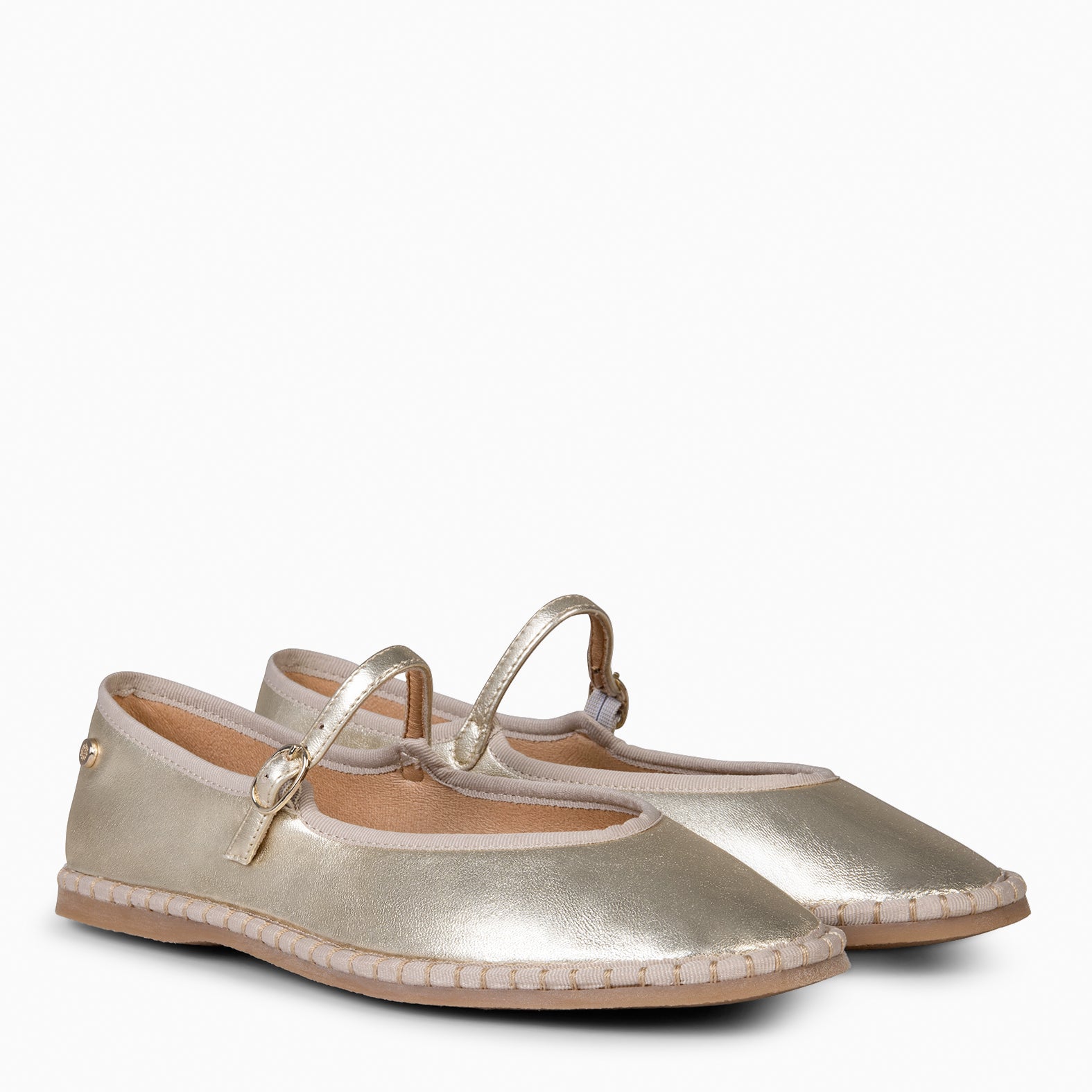 MARGARET - GOLDEN FLAT MARY-JANE WITH STRAP