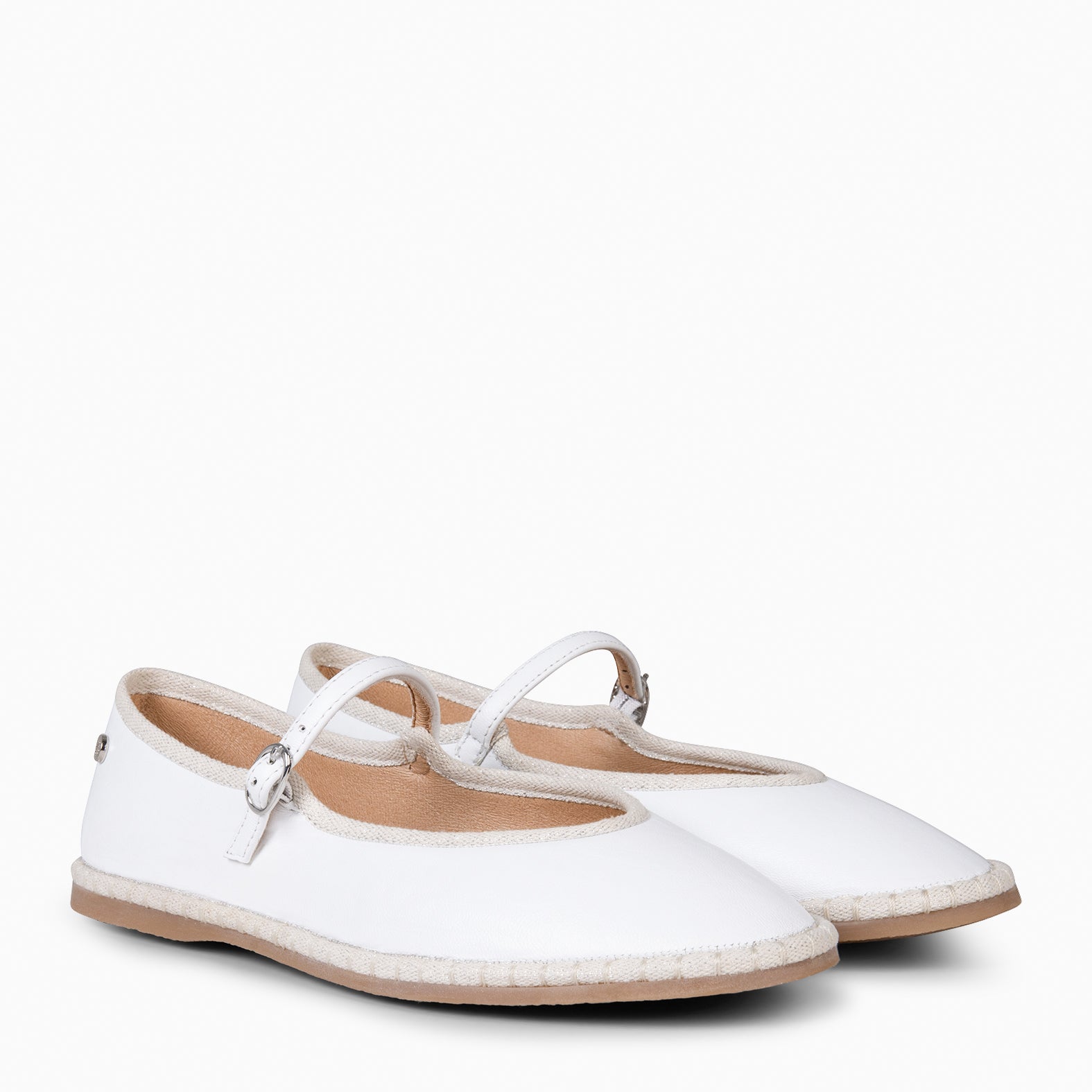 MARGARET - WHITE FLAT MARY-JANE WITH STRAP