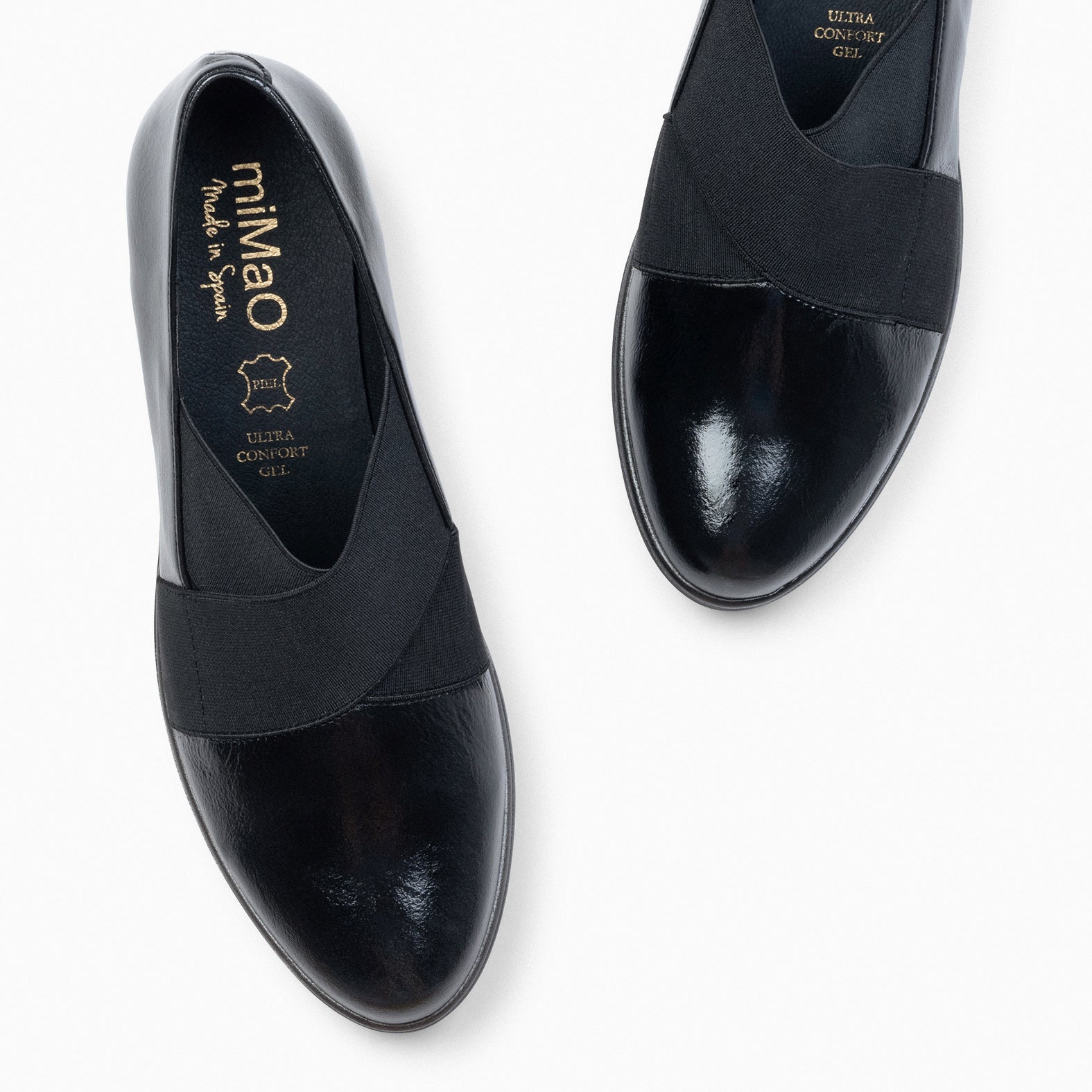 LIA - BLACK Wedge shoes with elastic straps