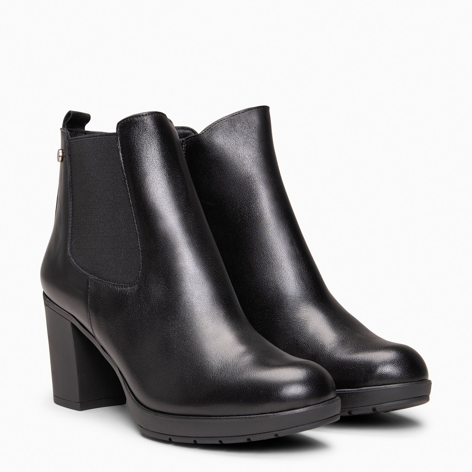 SABRINA – Botin de tacón alto con elástico lateral NEGRO