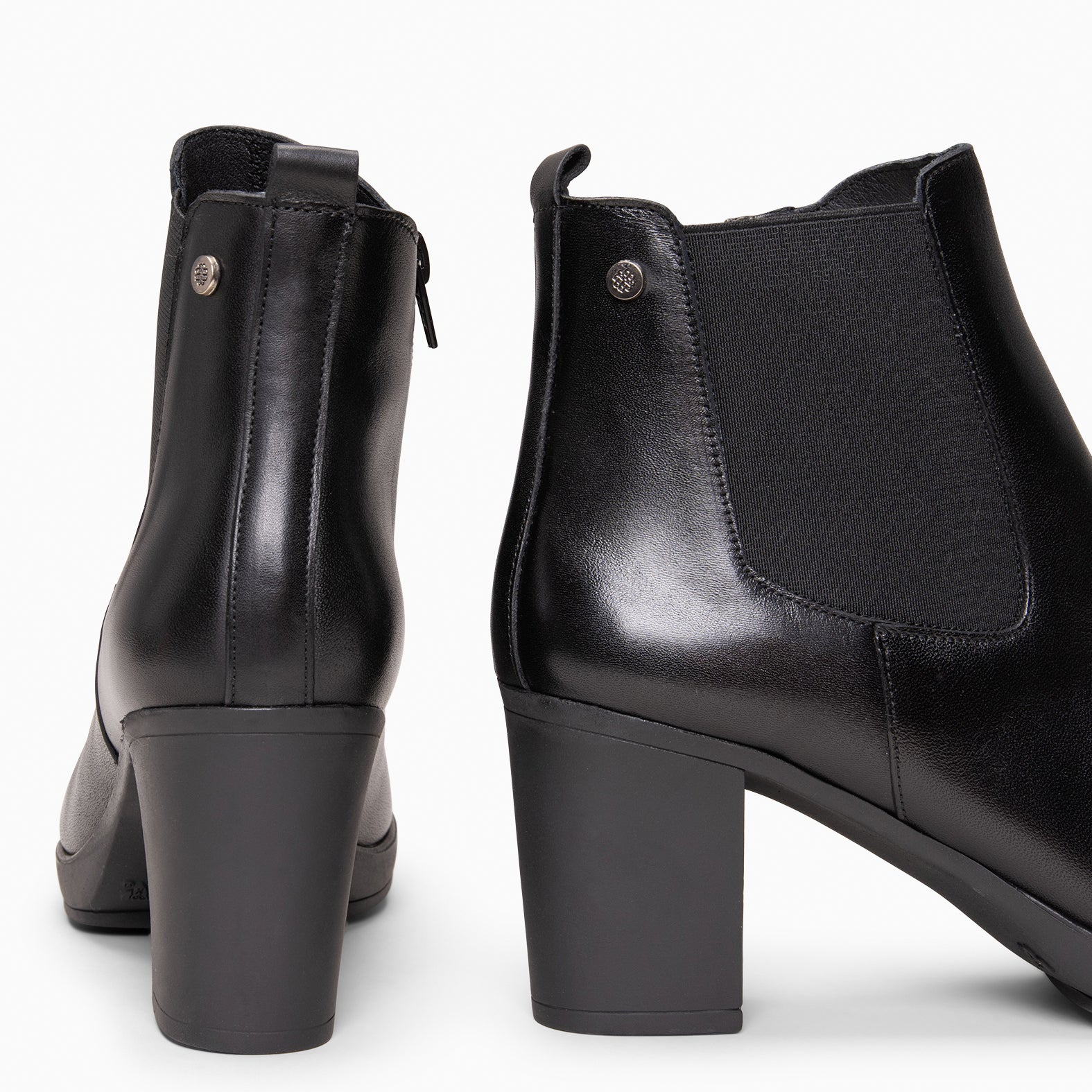 SABRINA – Botin de tacón alto con elástico lateral NEGRO