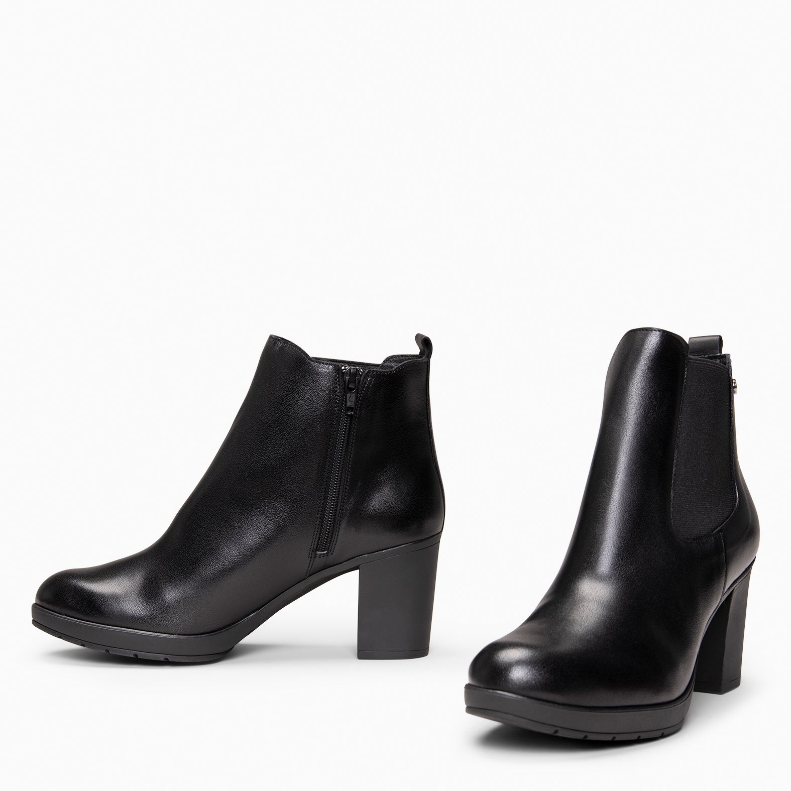 SABRINA – Botin de tacón alto con elástico lateral NEGRO