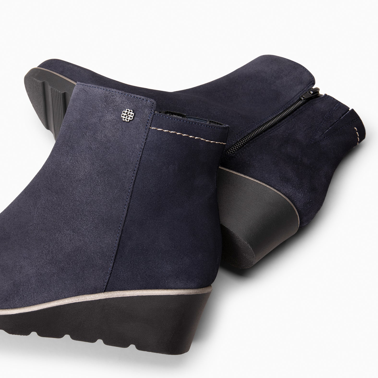 LULEA - bota de cano curto em couro repelente de água AZUL-MARINHO