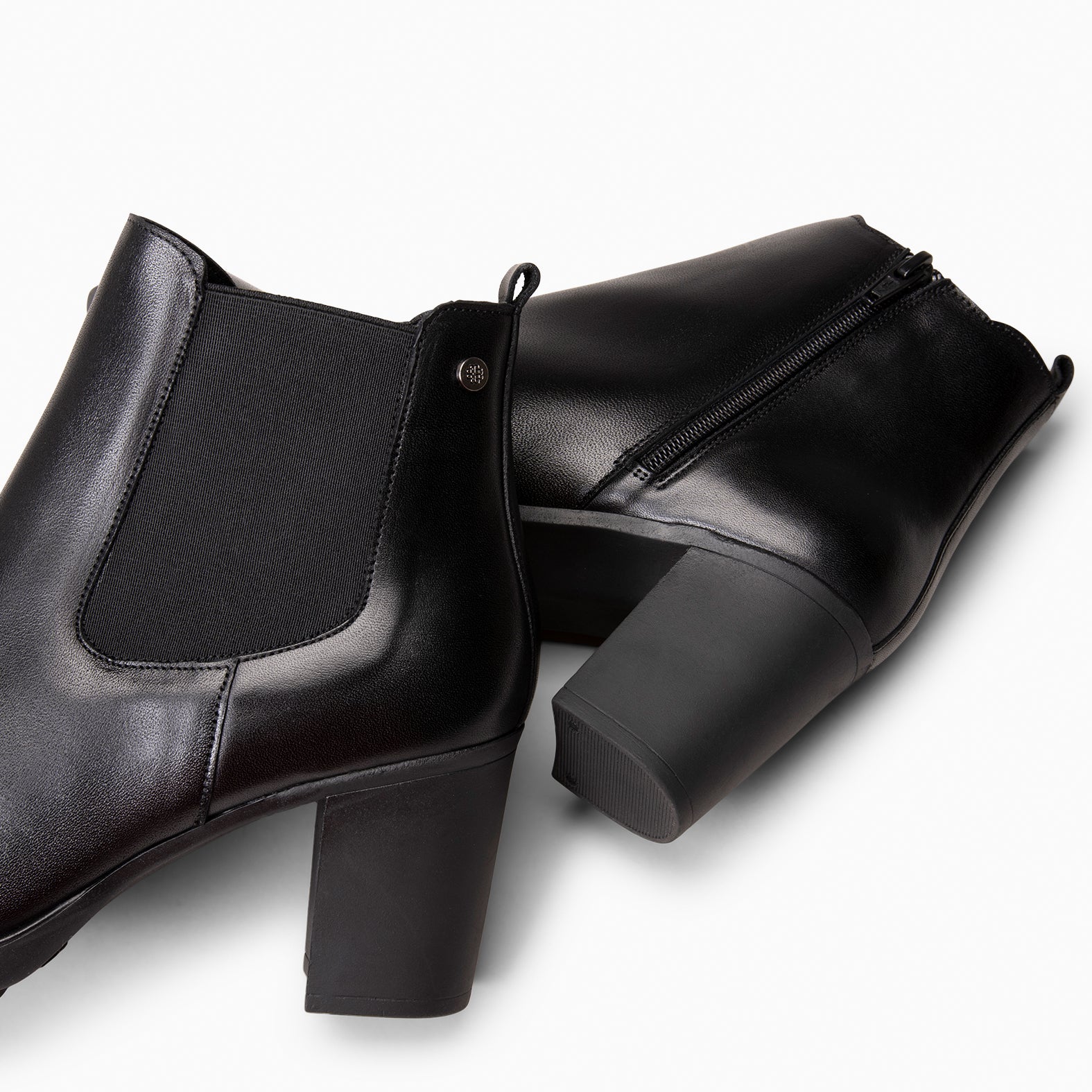 SABRINA – Botin de tacón alto con elástico lateral NEGRO