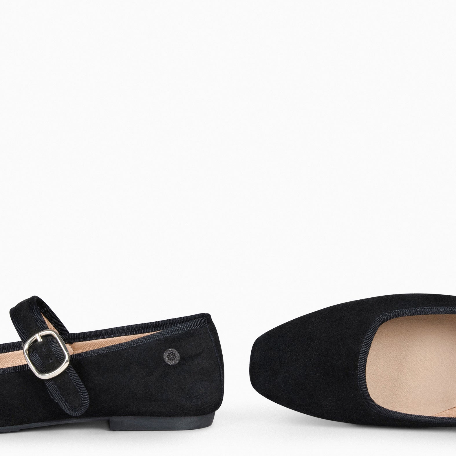 CLARA - Mary Jane à bout carré en daim souple NOIR