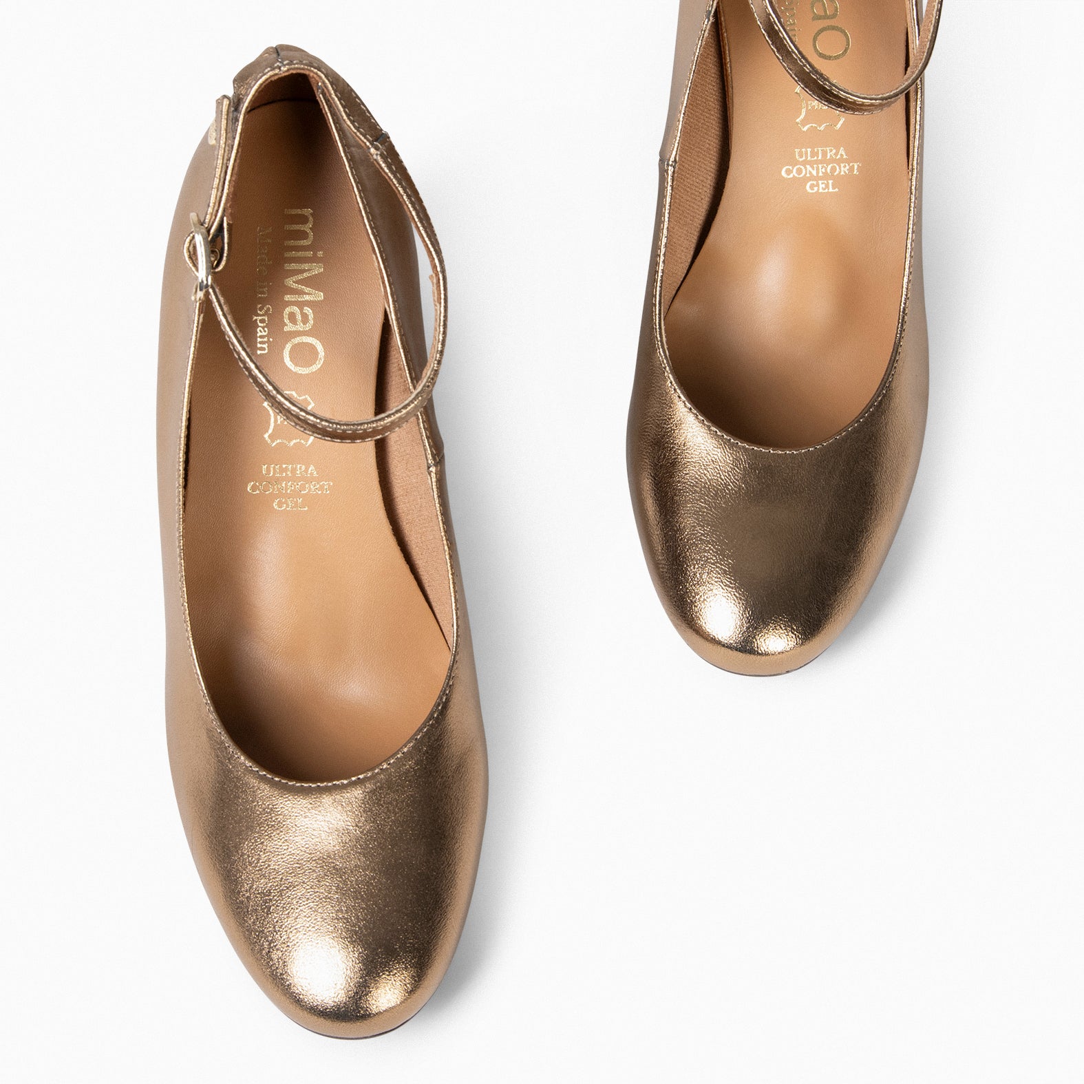 CAROL – GOLD Shoes with strap and heel