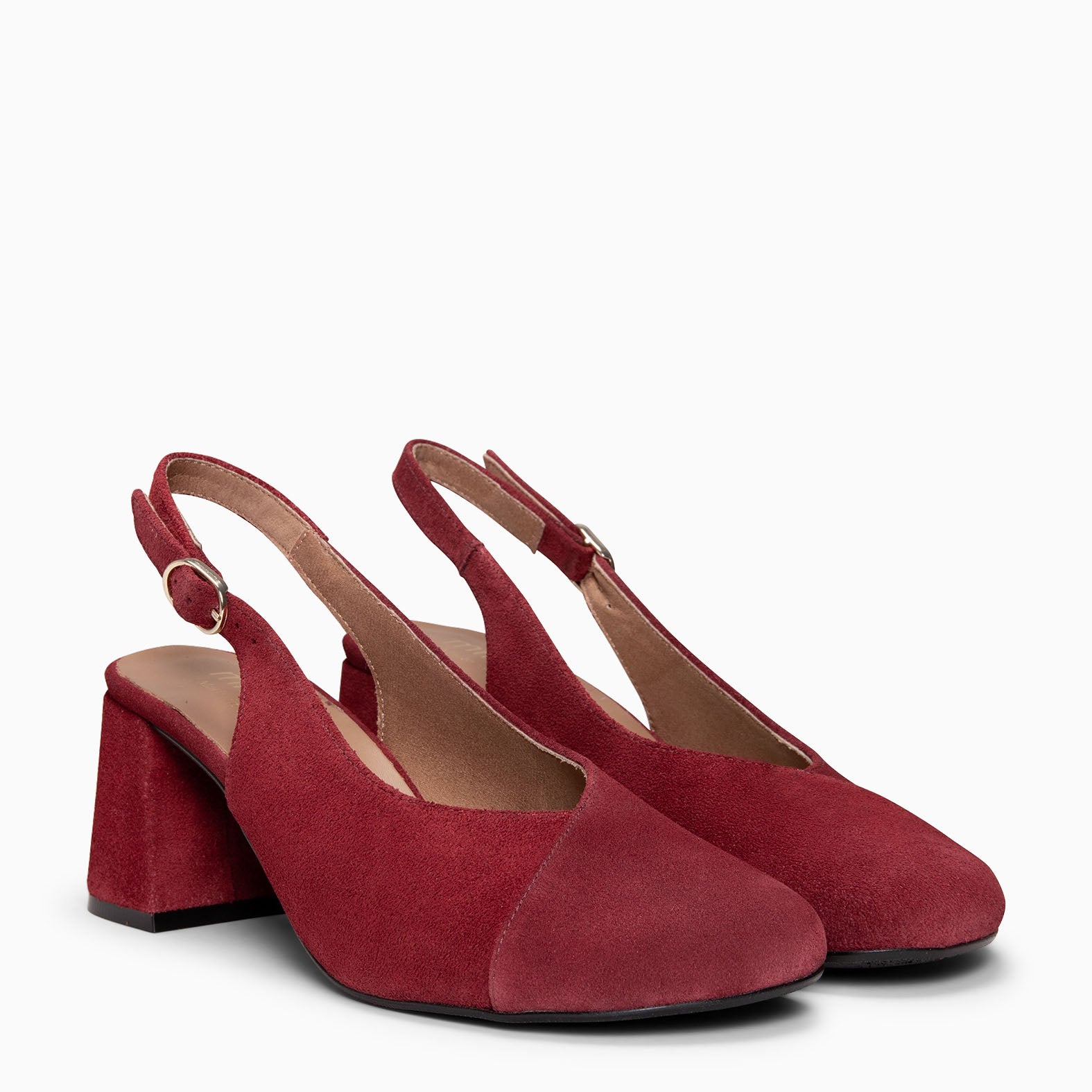 VEGA – BURGUNDY sling-back wide heeled