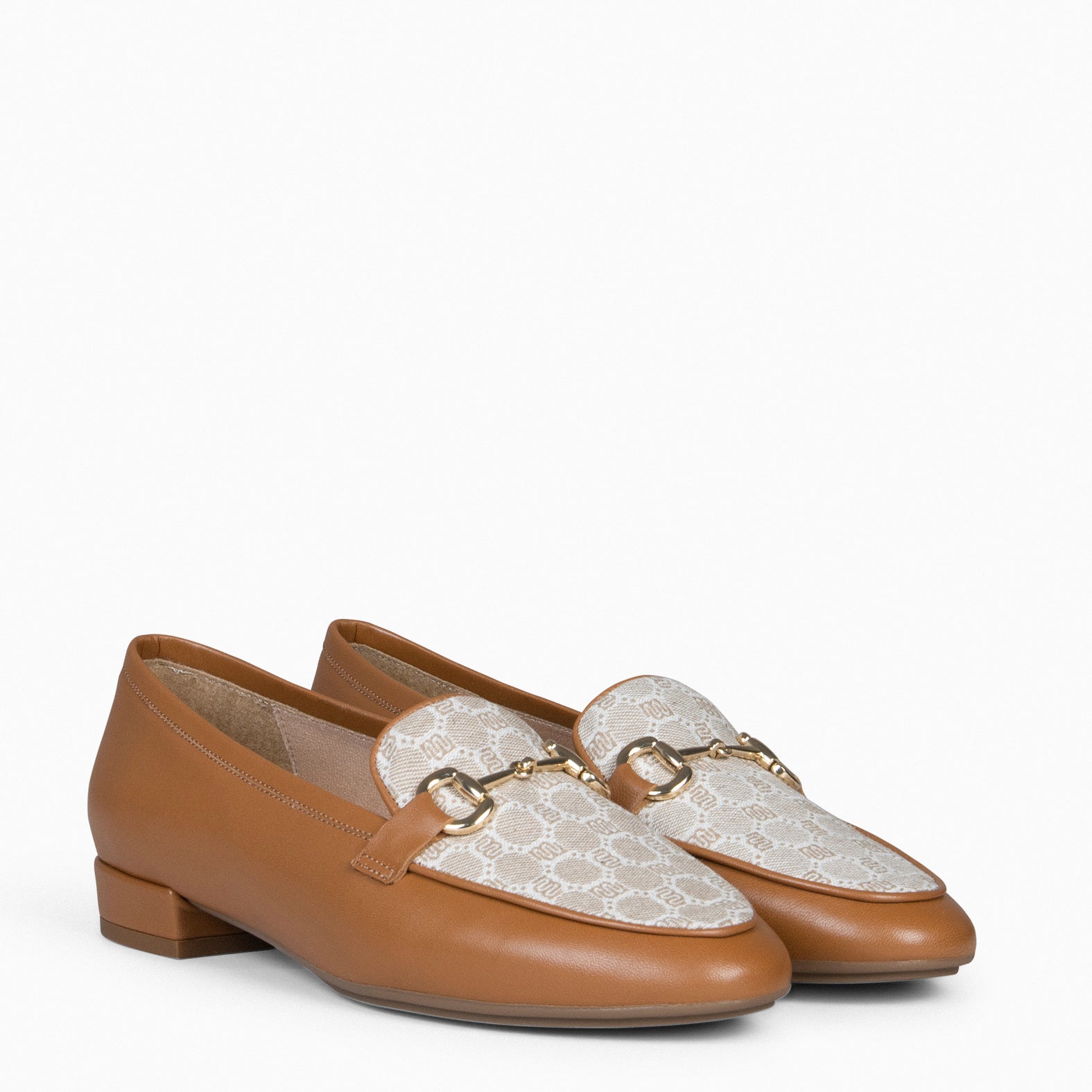 CALYPSO - CAMEL Wide Heel Moccasins