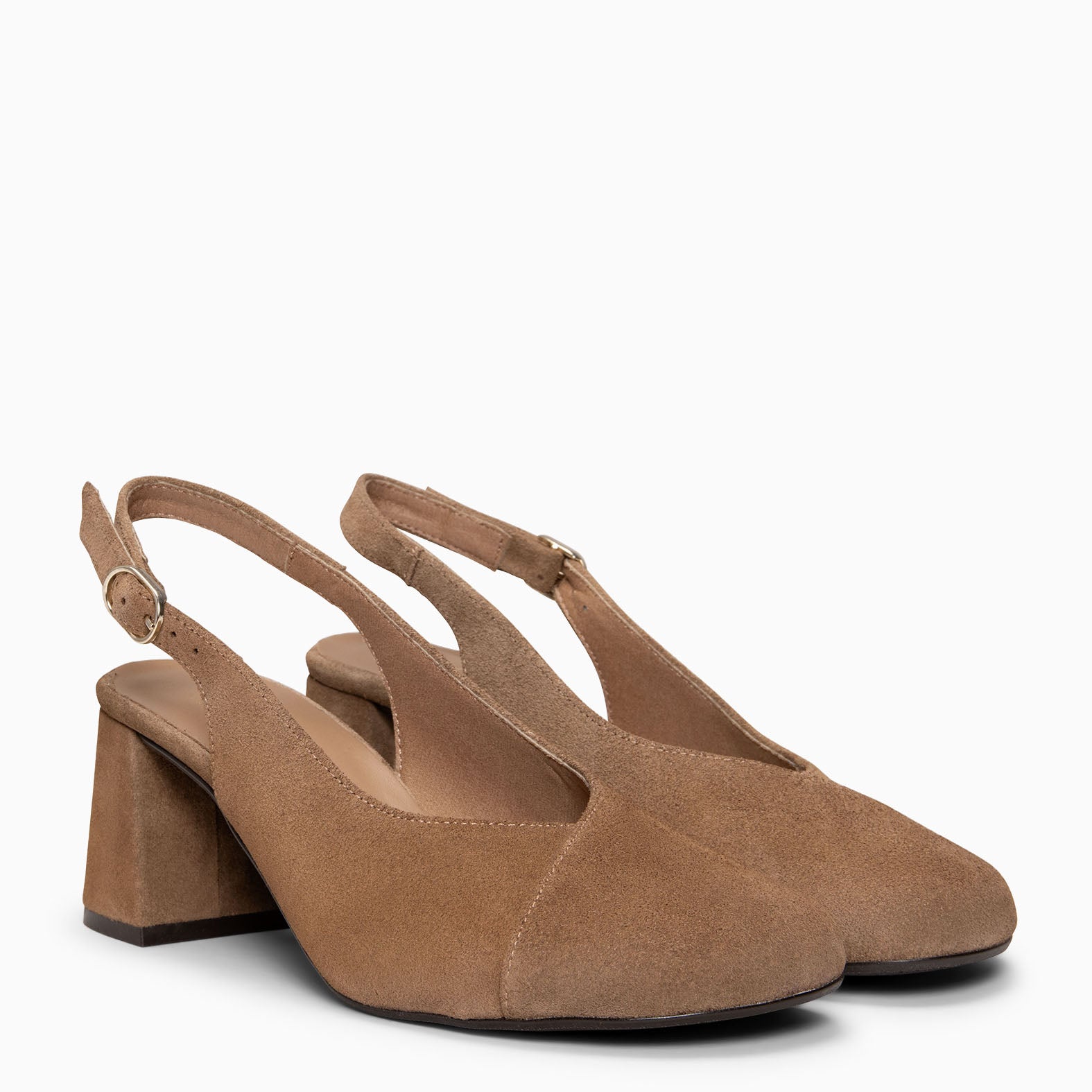 VEGA – Zapato de tacón ancho destalonado TAUPE