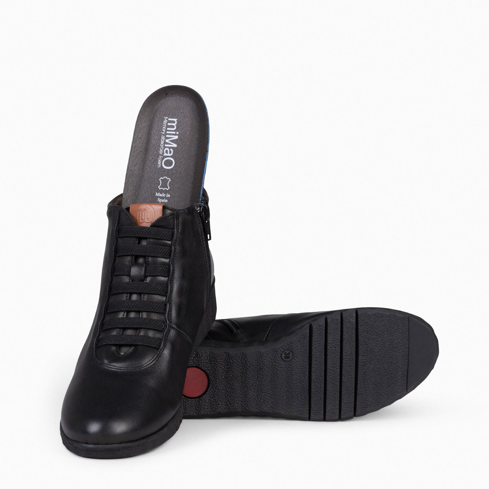 FLEXY - Zapatillas de napa NEGRO abotinadas