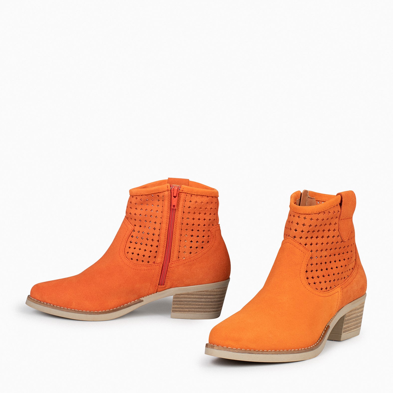 HOUSTON – ORANGE cowboy booties with heel