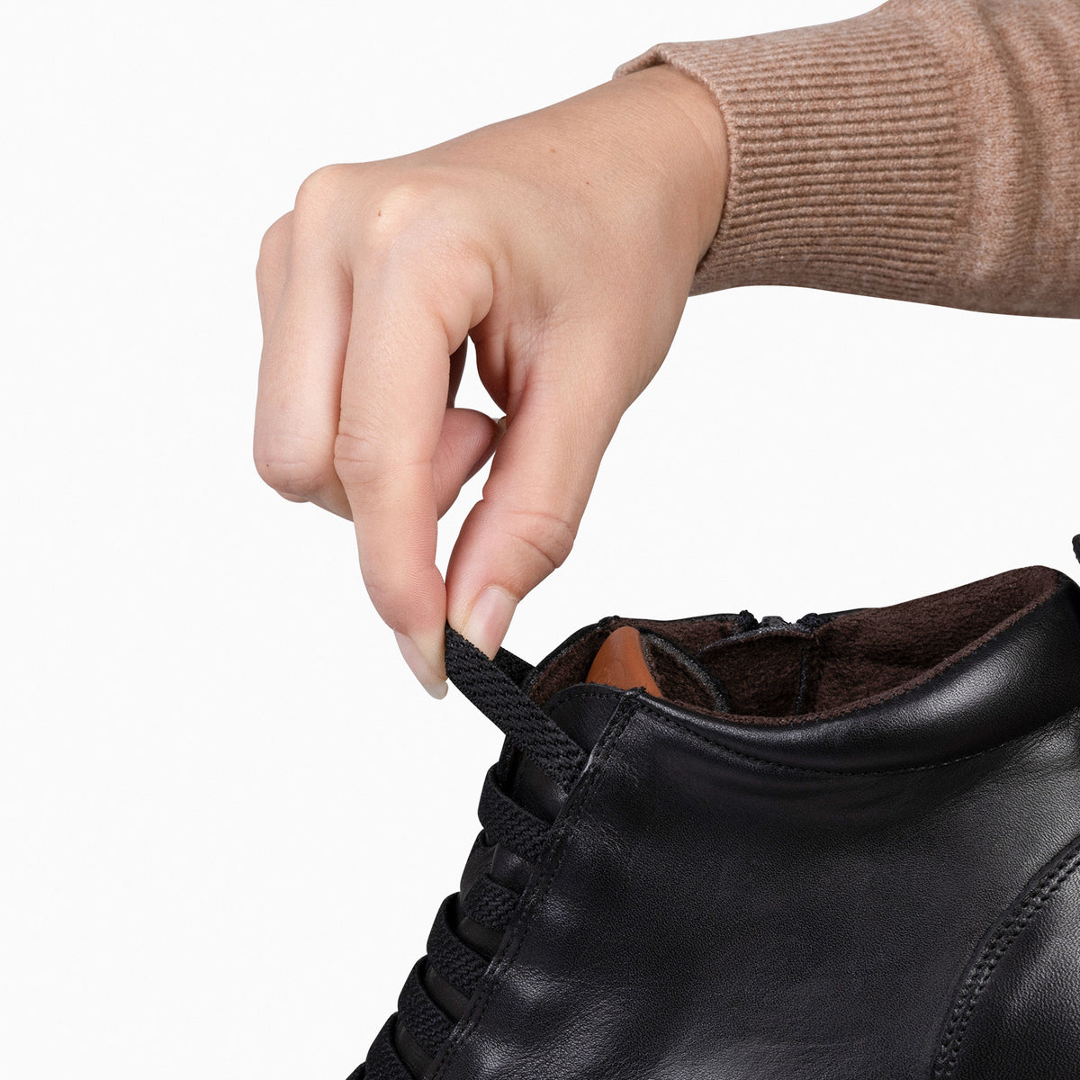 FLEXY - BLACK NAPA LEATHER WOMEN ANKLE SNEAKER