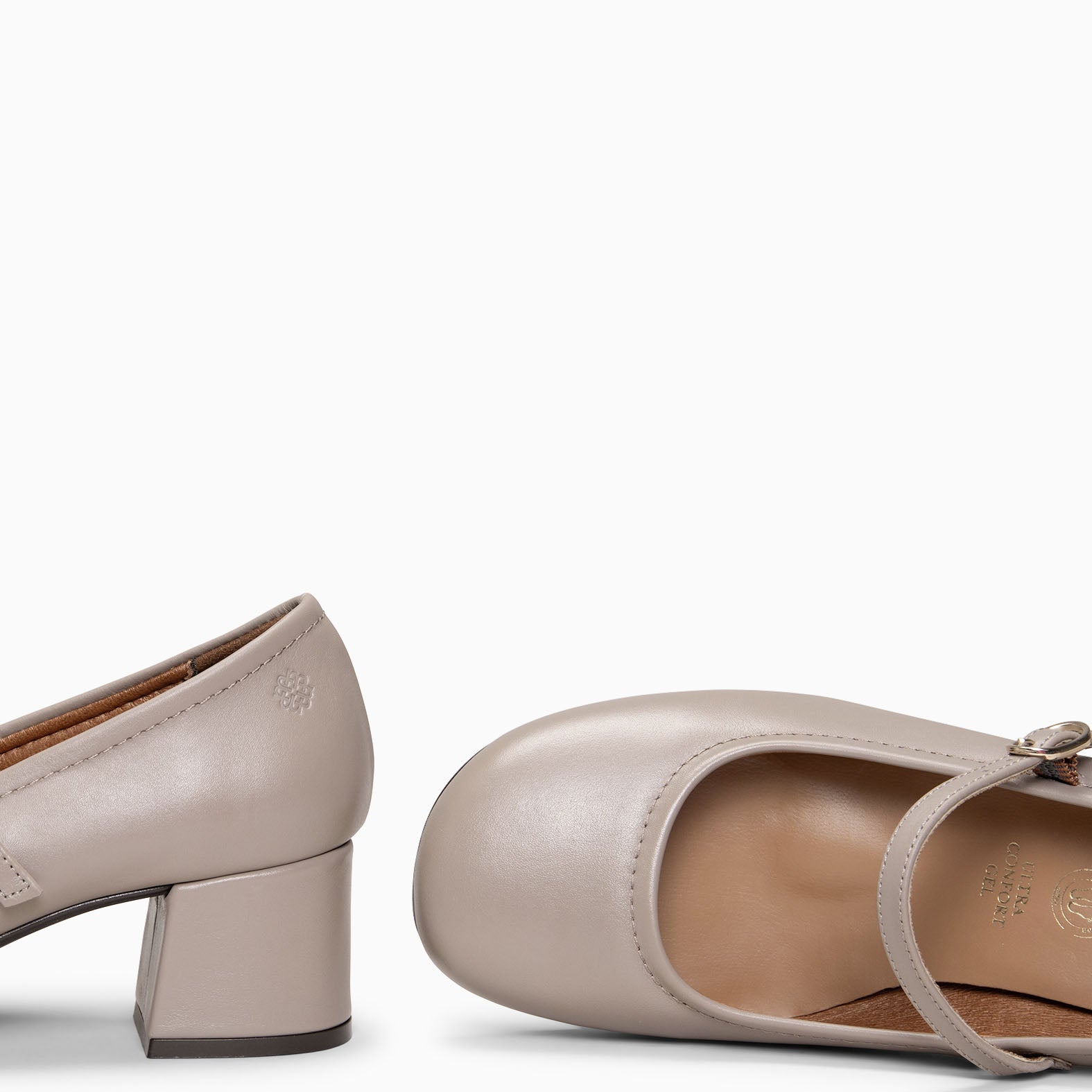 ROSALIA - TAUPE mary-janes wide heels baresoft