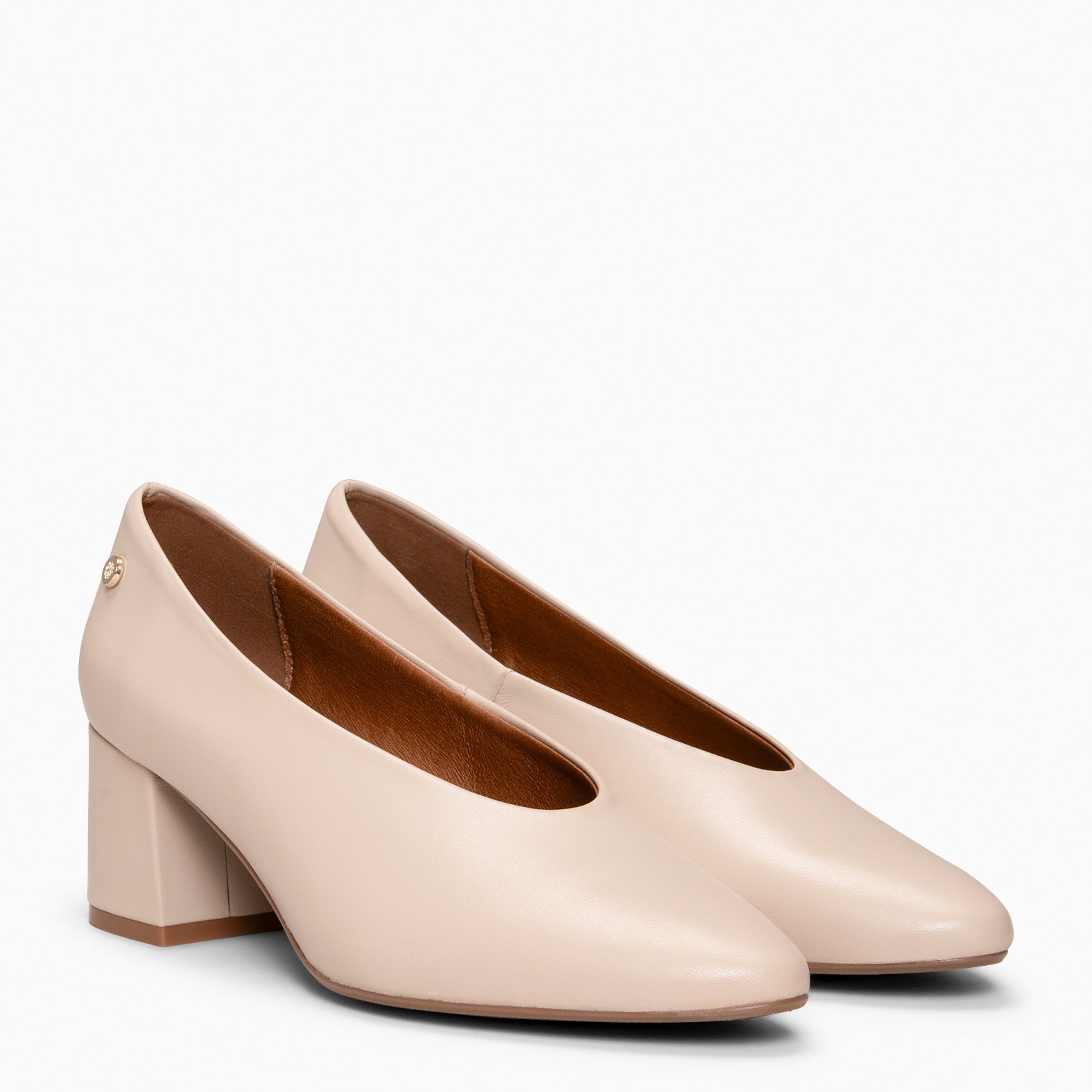 URBAN STYLE NAPA - BEIGE Wide heeled shoes