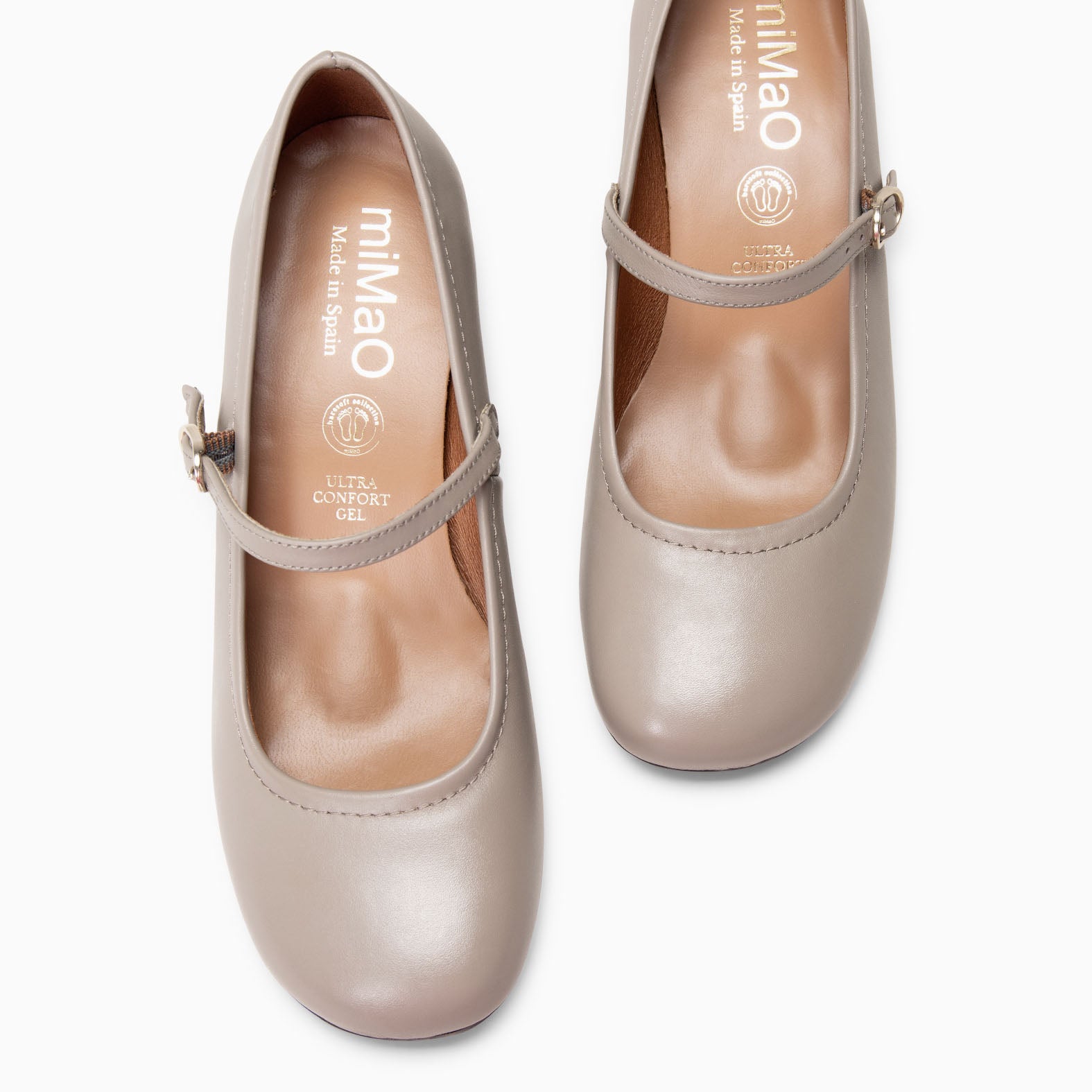 ROSALIA - TAUPE mary-janes wide heels baresoft