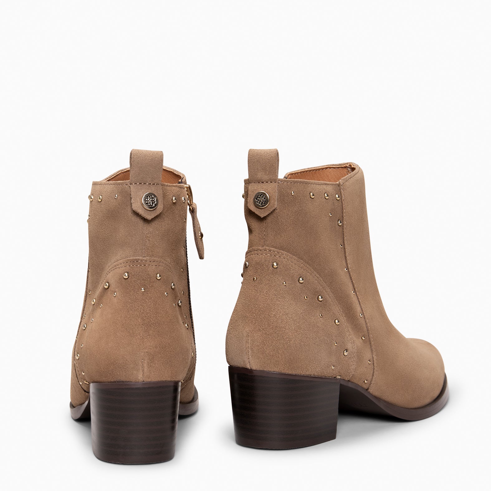 DUSTY – Botines de serraje con tachas TAUPE