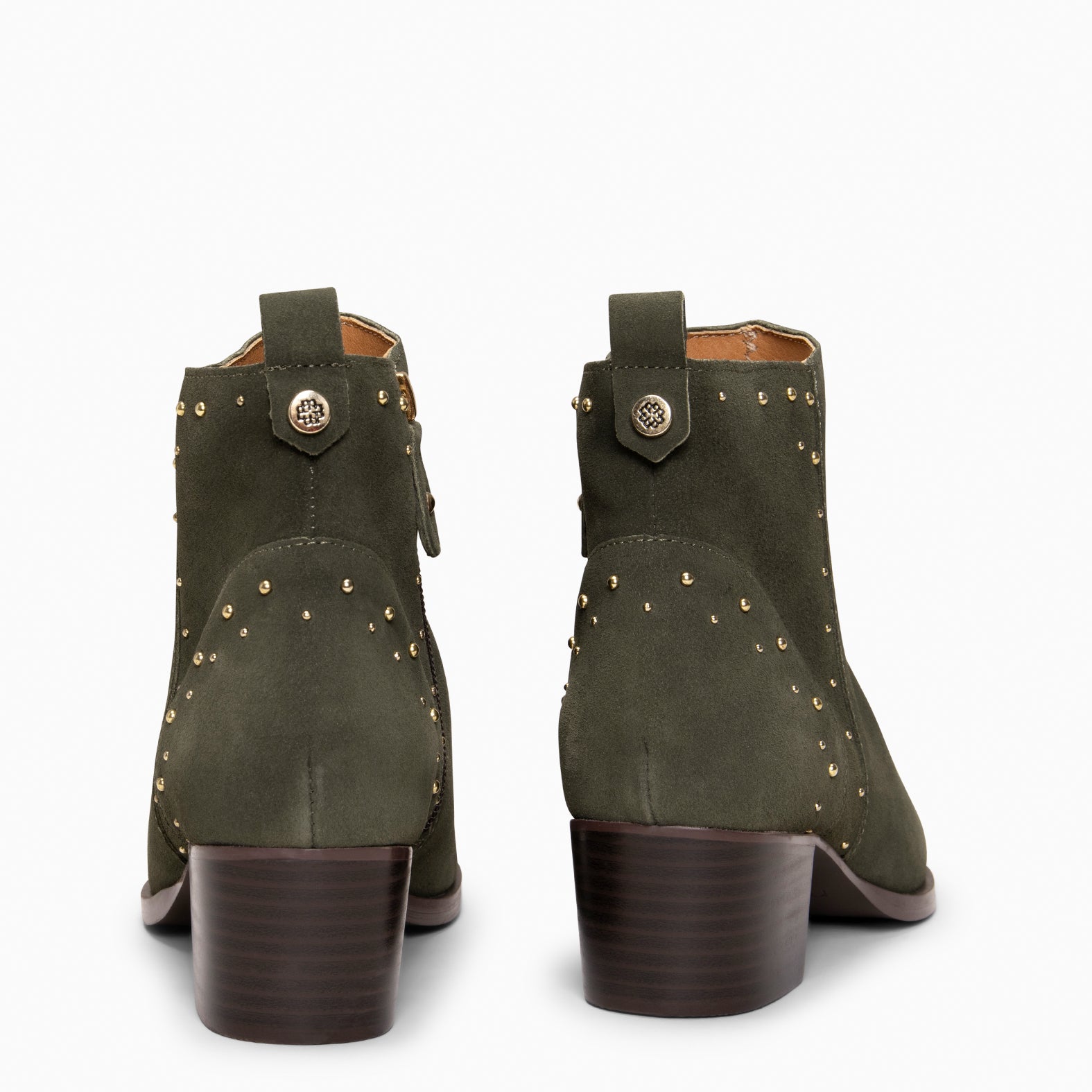 DUSTY – Botines de serraje con tachas VERDE