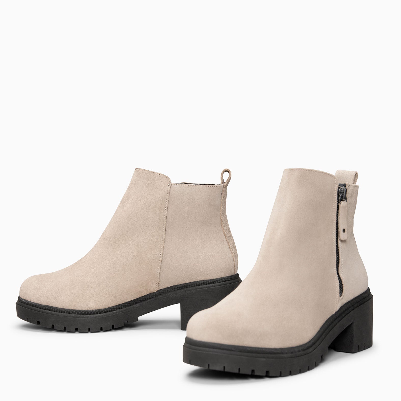 POP - Botín de piel hidrófugo BEIGE