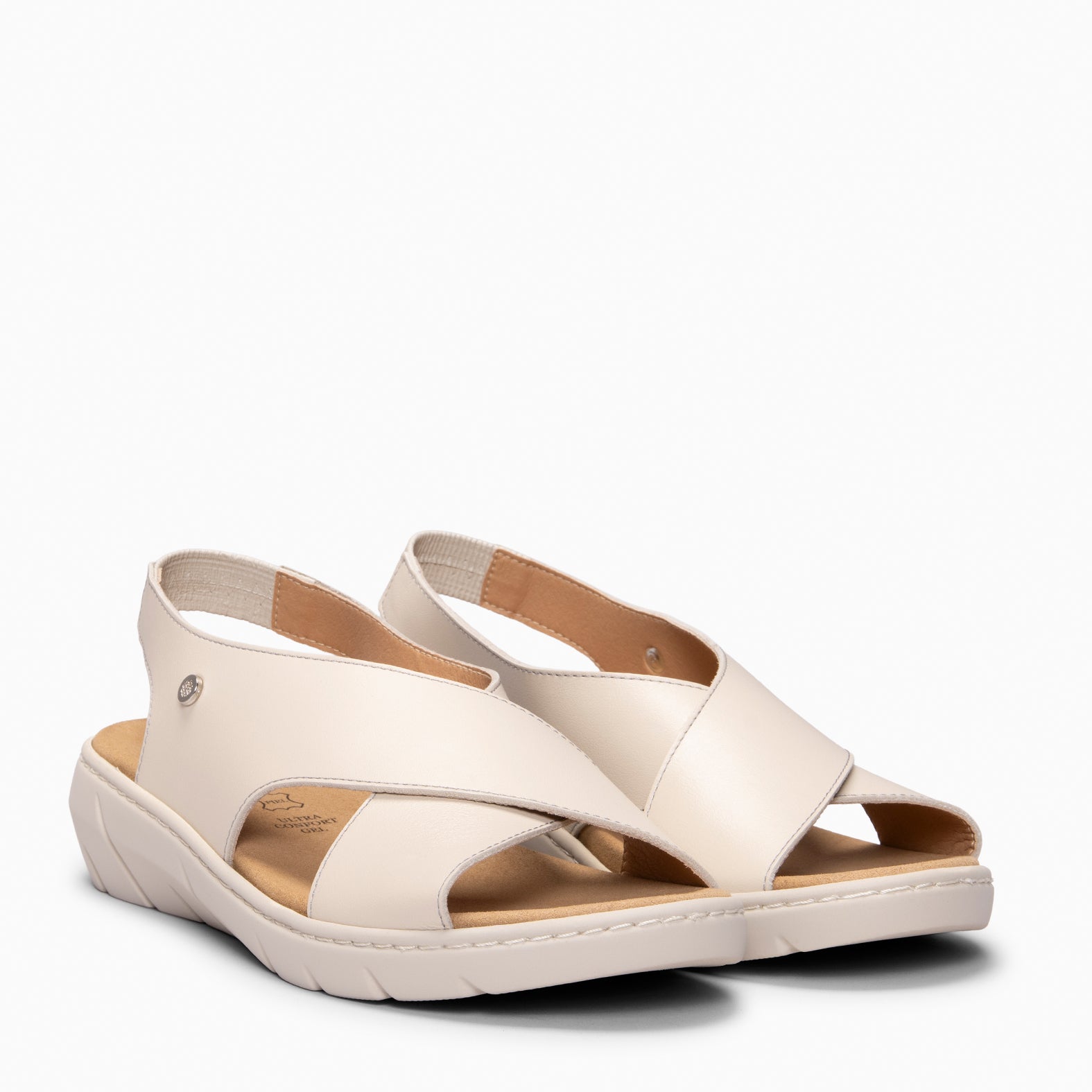 LUPÉ - Sandálias slingback com palmilha removível BEGE