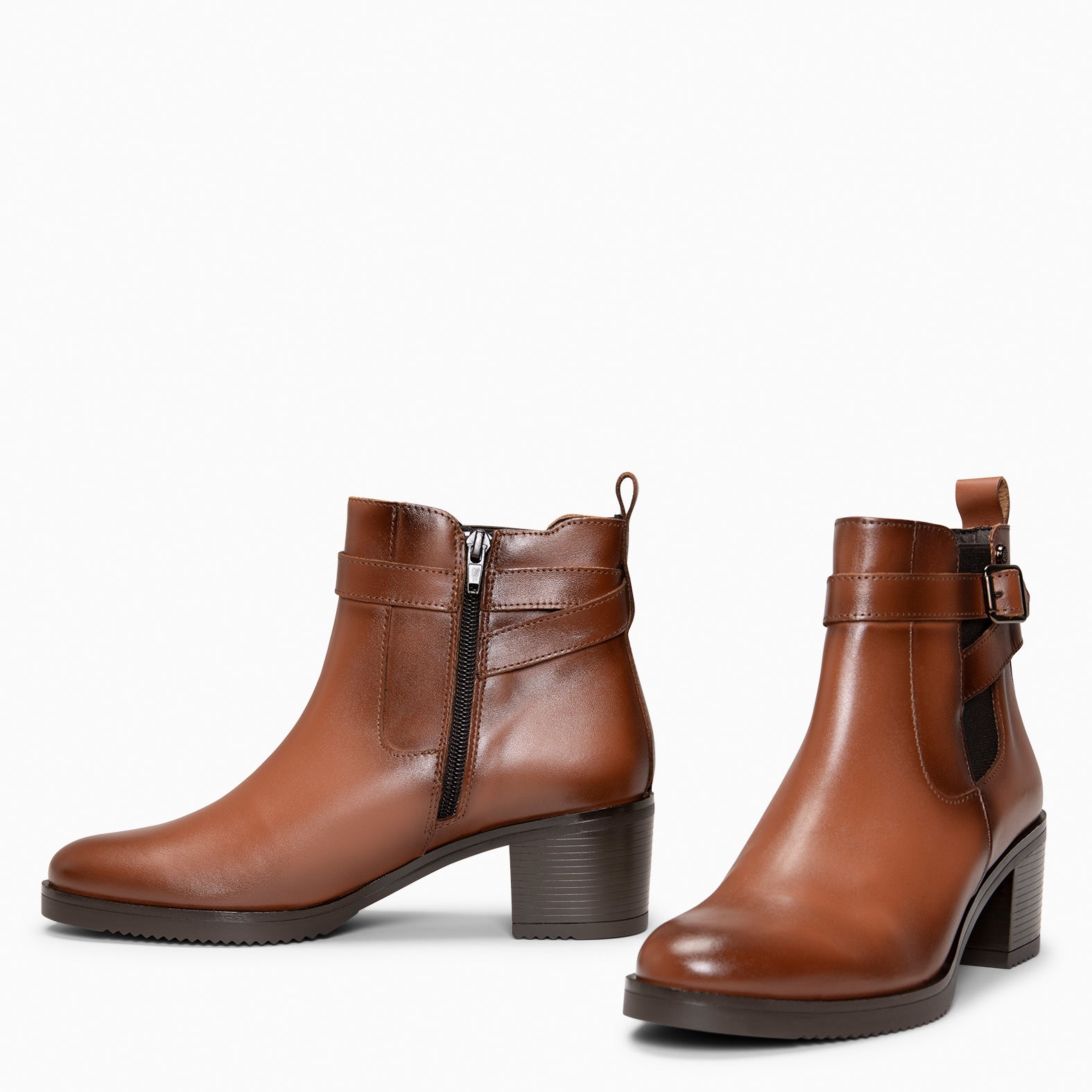 LEMY - Bottines élégantes en cuir CAMEL