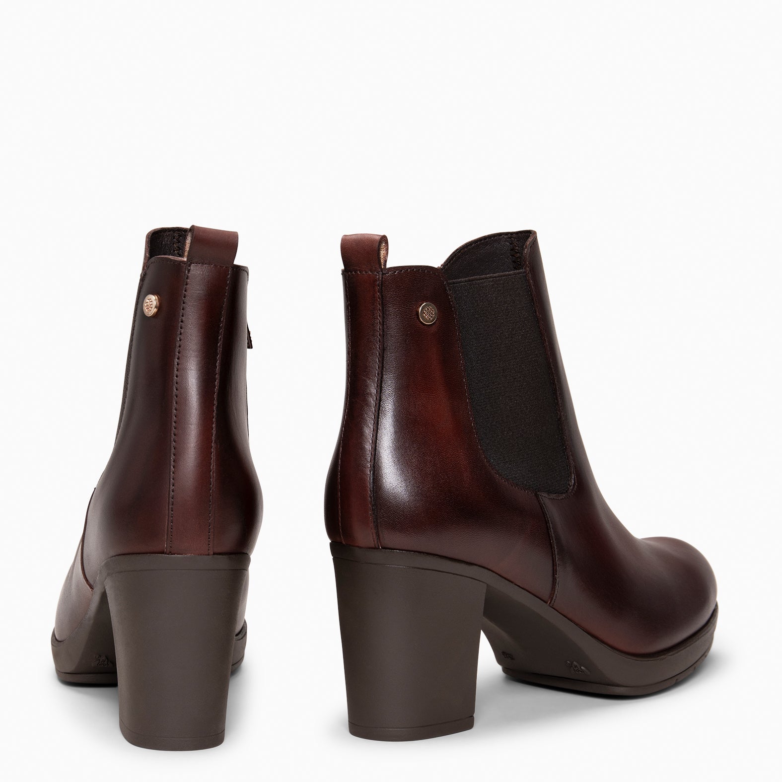 SABRINA – Botin de tacón alto con elástico lateral MARRON