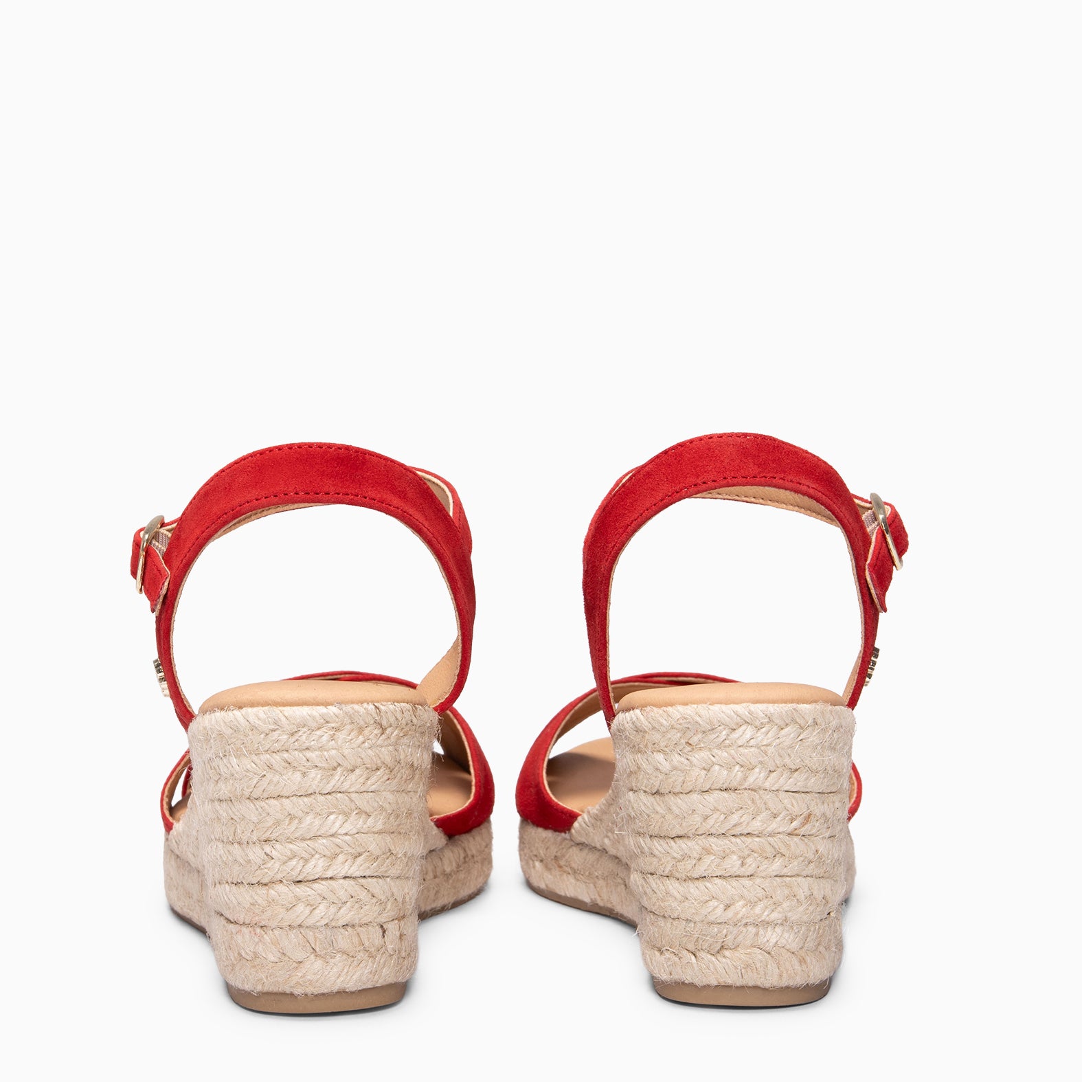 CALPE - Espadrilles à talon en daim ROUGE