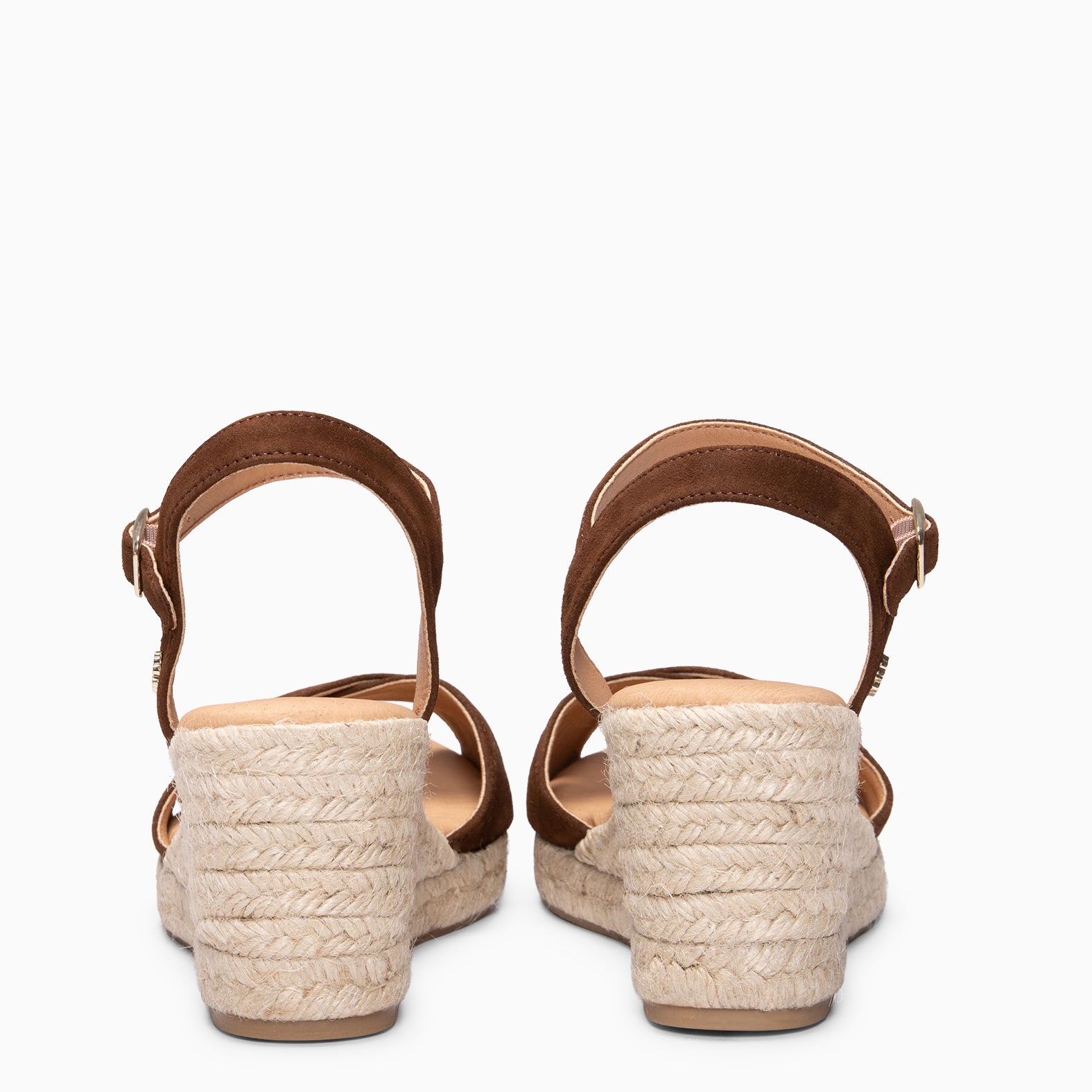 CALPE - Espadrilles à talon en daim MARRON