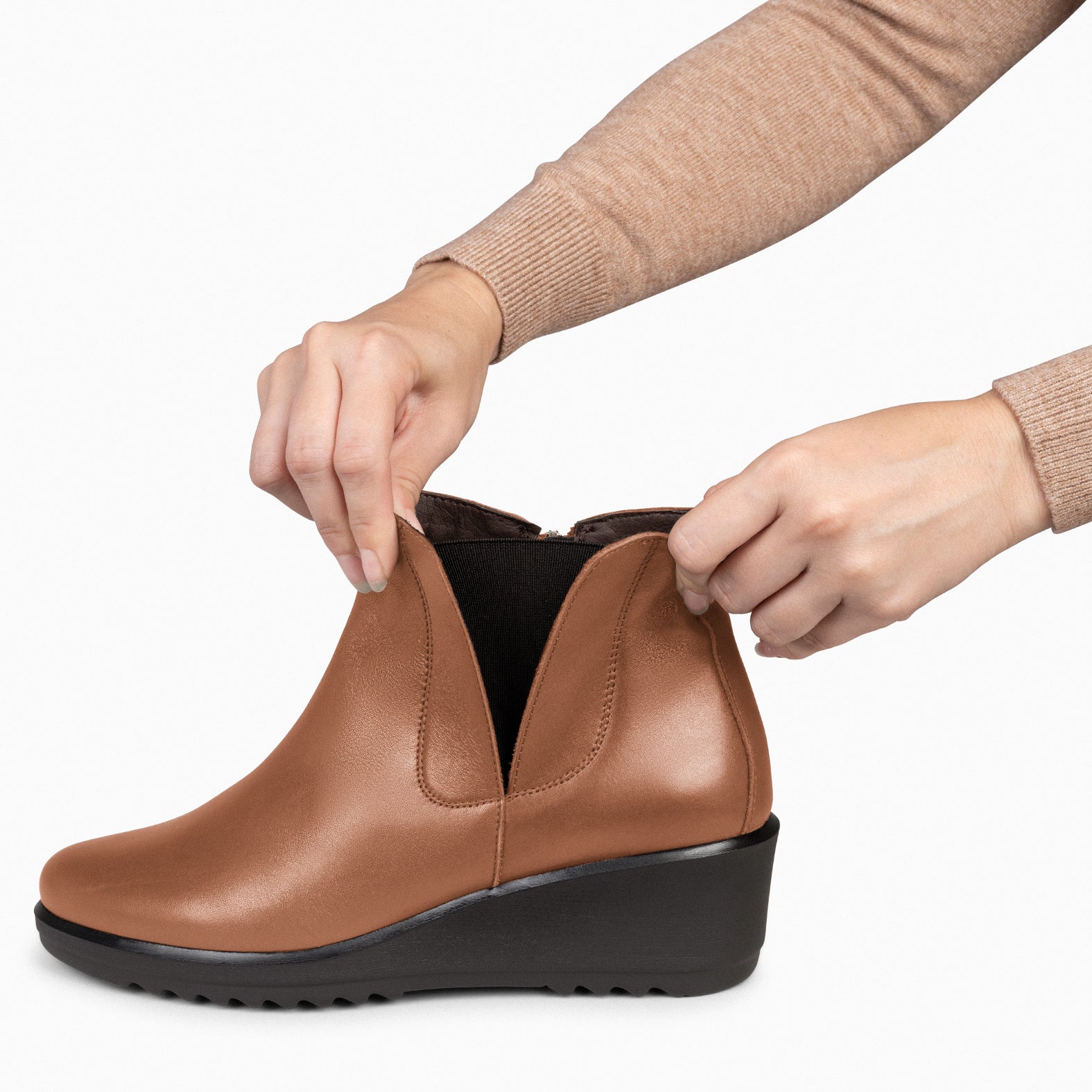CARLI - CAMEL Women wedge booties