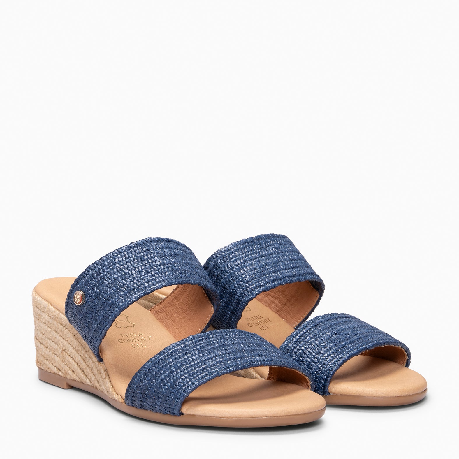 LIRA - Mules à talon compensé de type espadrilles BLEU MARINE
