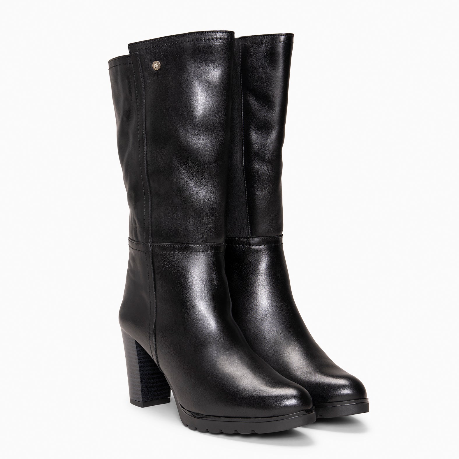 ARIANA XL - Botas de tacón y plataforma altas de piel NEGRO
