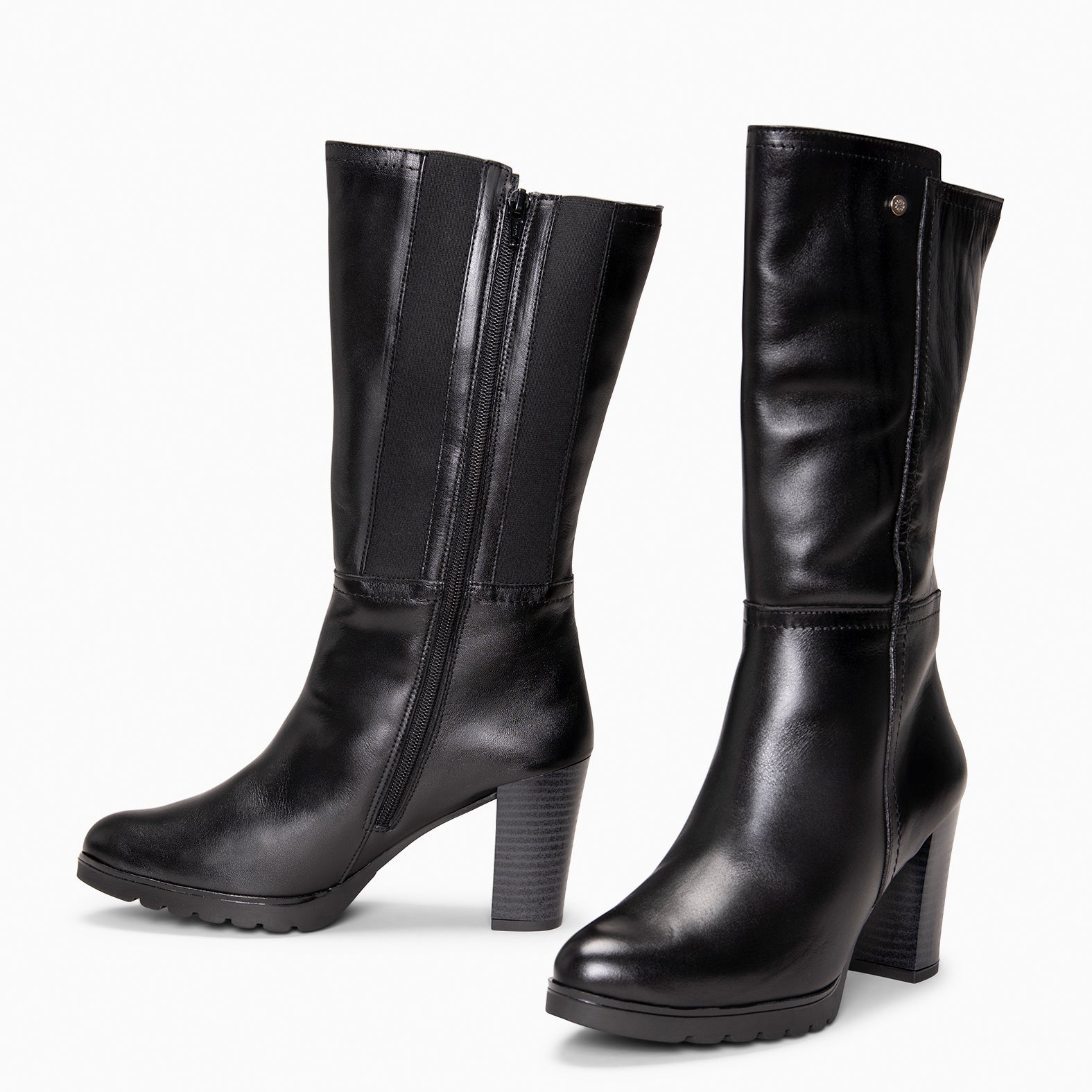 ARIANA XL - Botas de tacón y plataforma altas de piel NEGRO