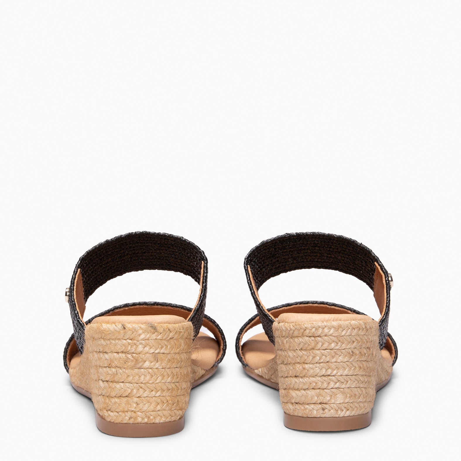 LIRA - Mules de cuña de esparto NEGRO