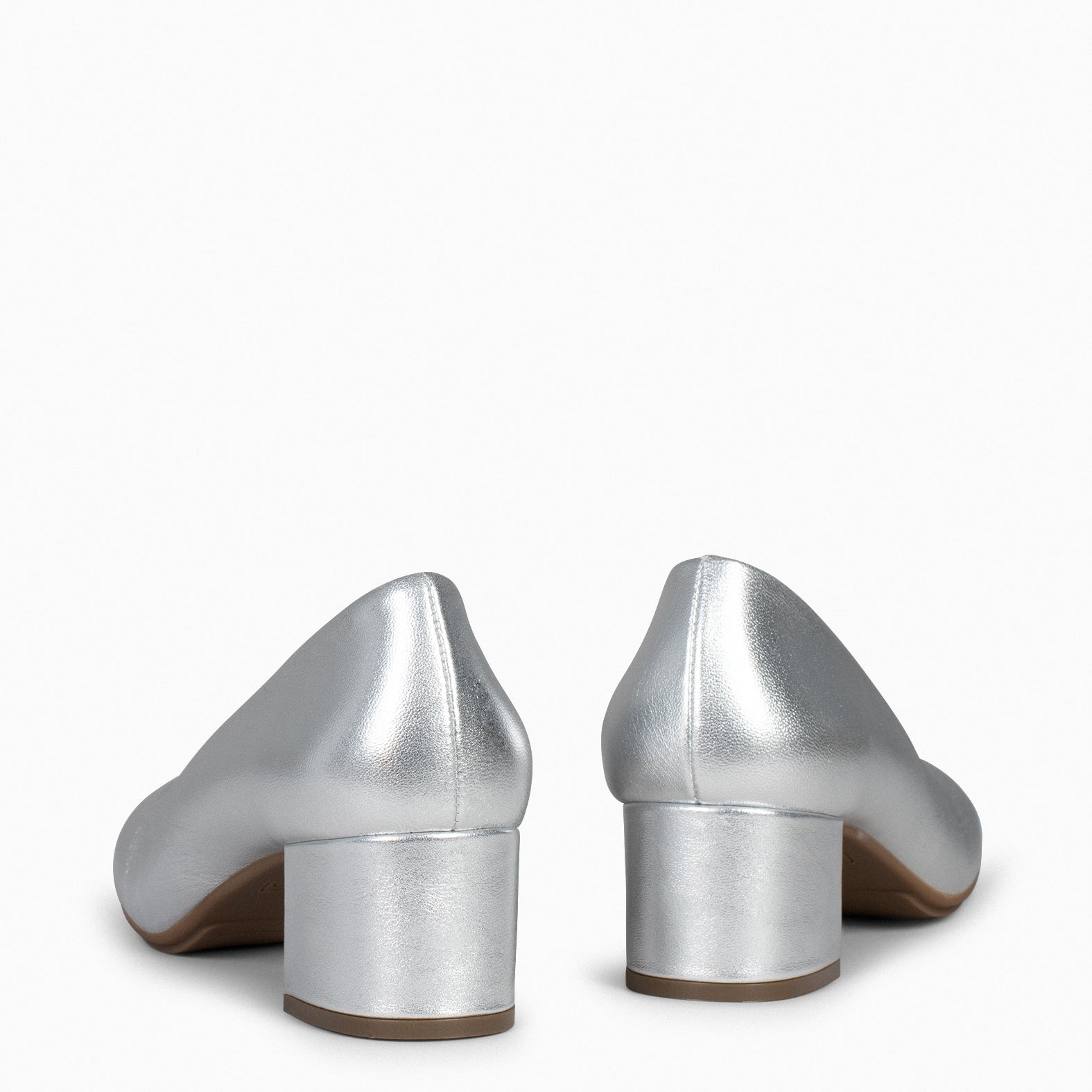 URBAN ROUND SLPASH - SILVER METALLIC NAPPA LEATHER LOW HEELS