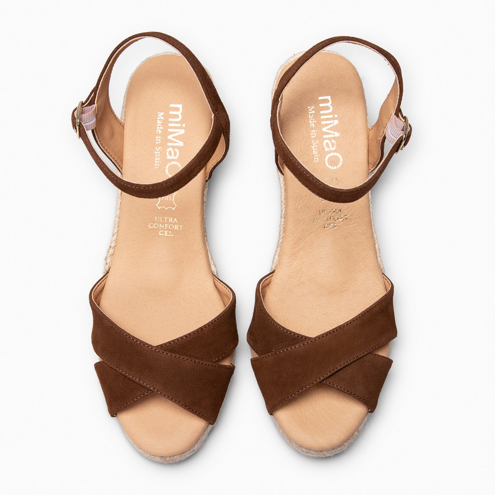 CALPE - Espadrilles à talon en daim MARRON