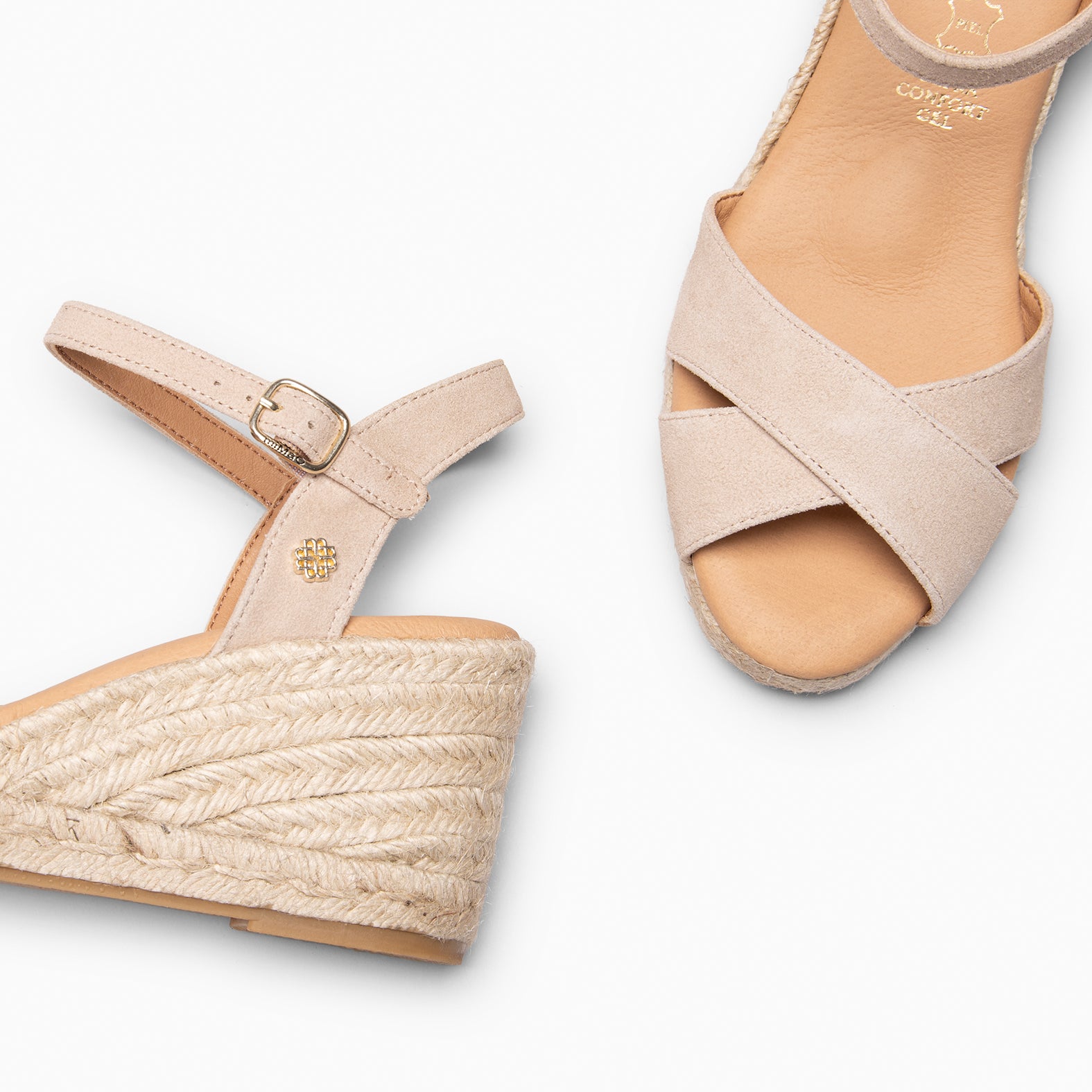 CALPE - Espadrilles à talon en daim BEIGE