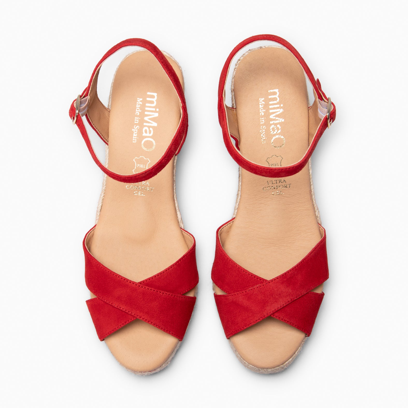 CALPE - Espadrilles à talon en daim ROUGE