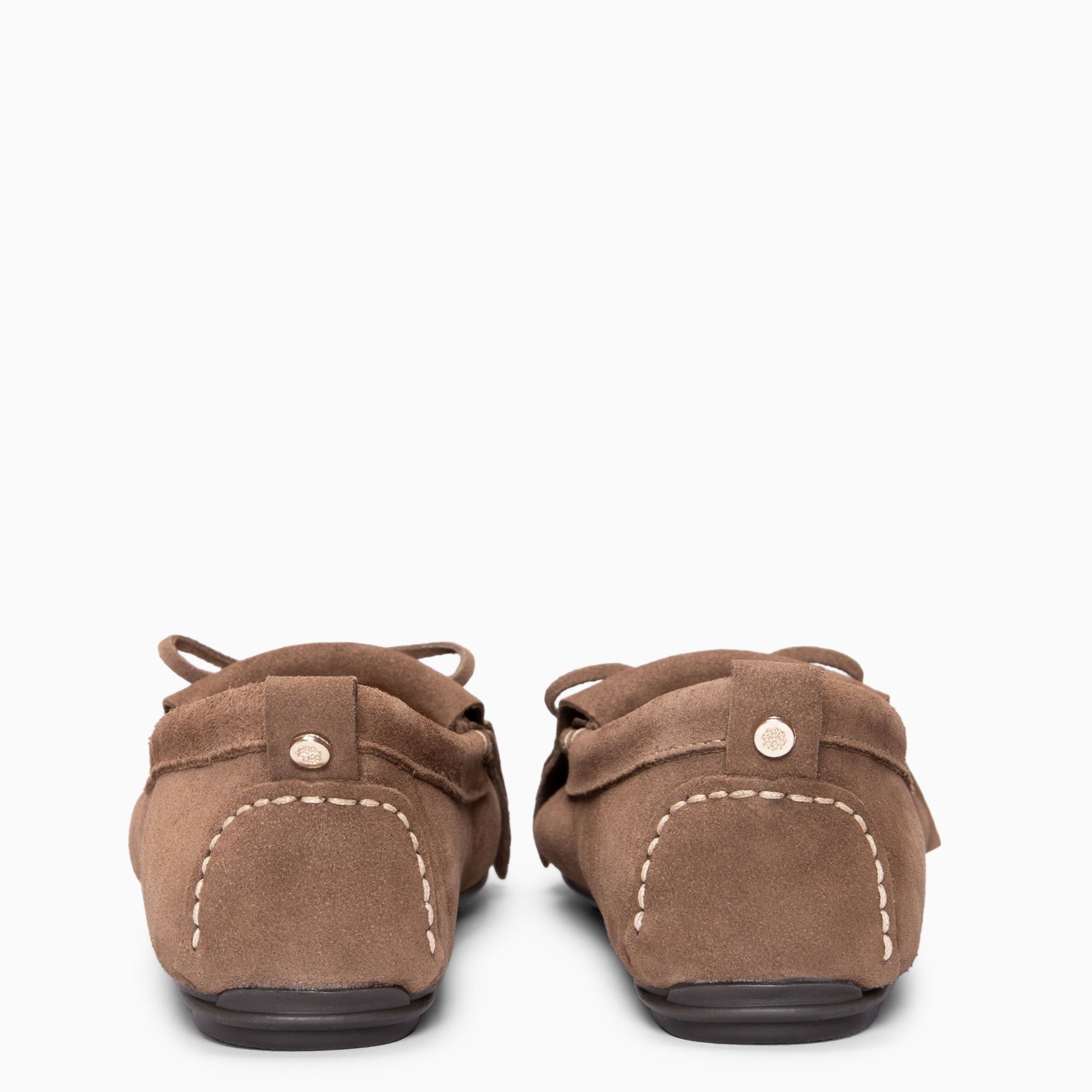 HABANA - TAUPE Flat suede loafers with fringe