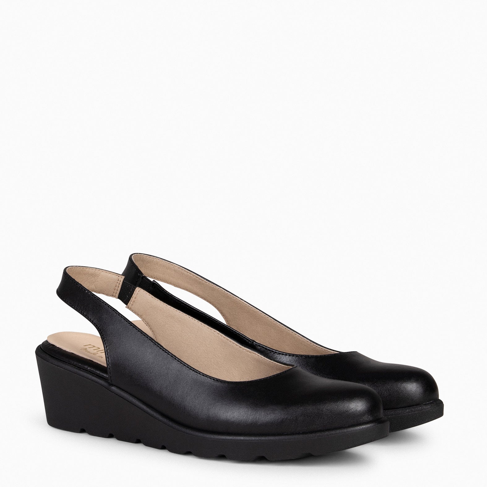 CLARISSE – Slingbacks à talon compensé NOIR