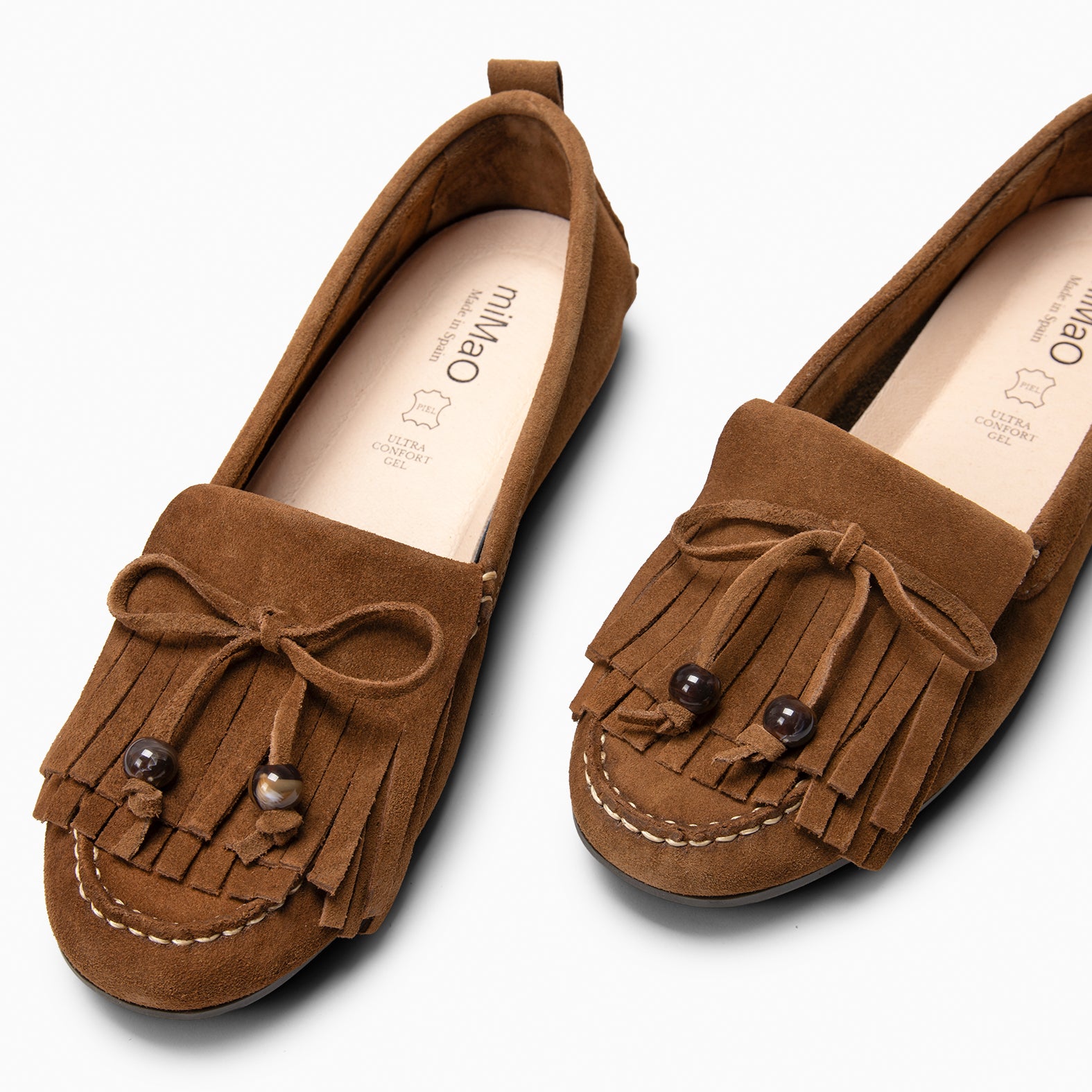 HABANA - Mocasines planos de ante con flecos y borlas CUERO